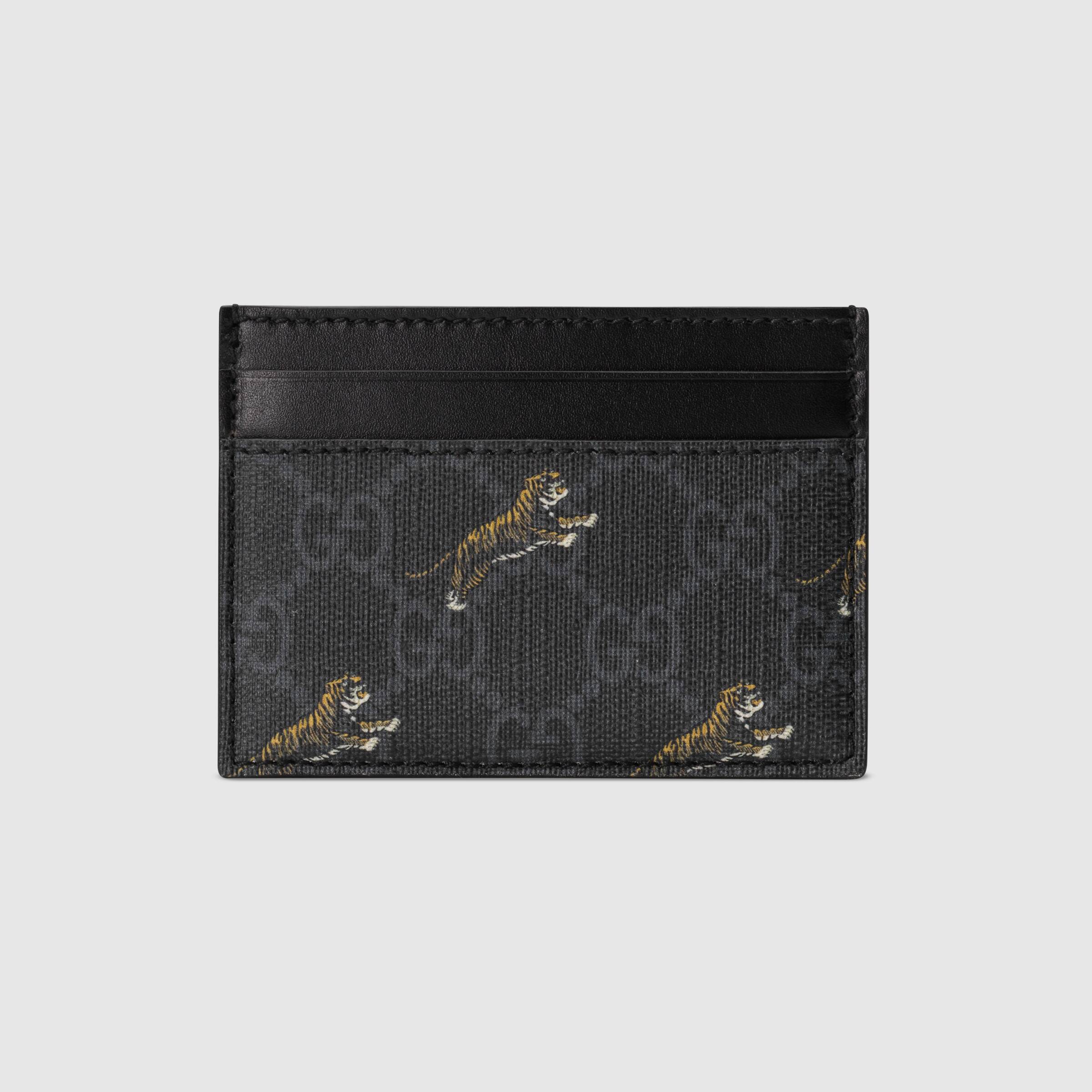 Gucci GG Monogram Tiger Print Card Holder Wallet - Stylish & Compact for Everyday Use, Travel & Gifting