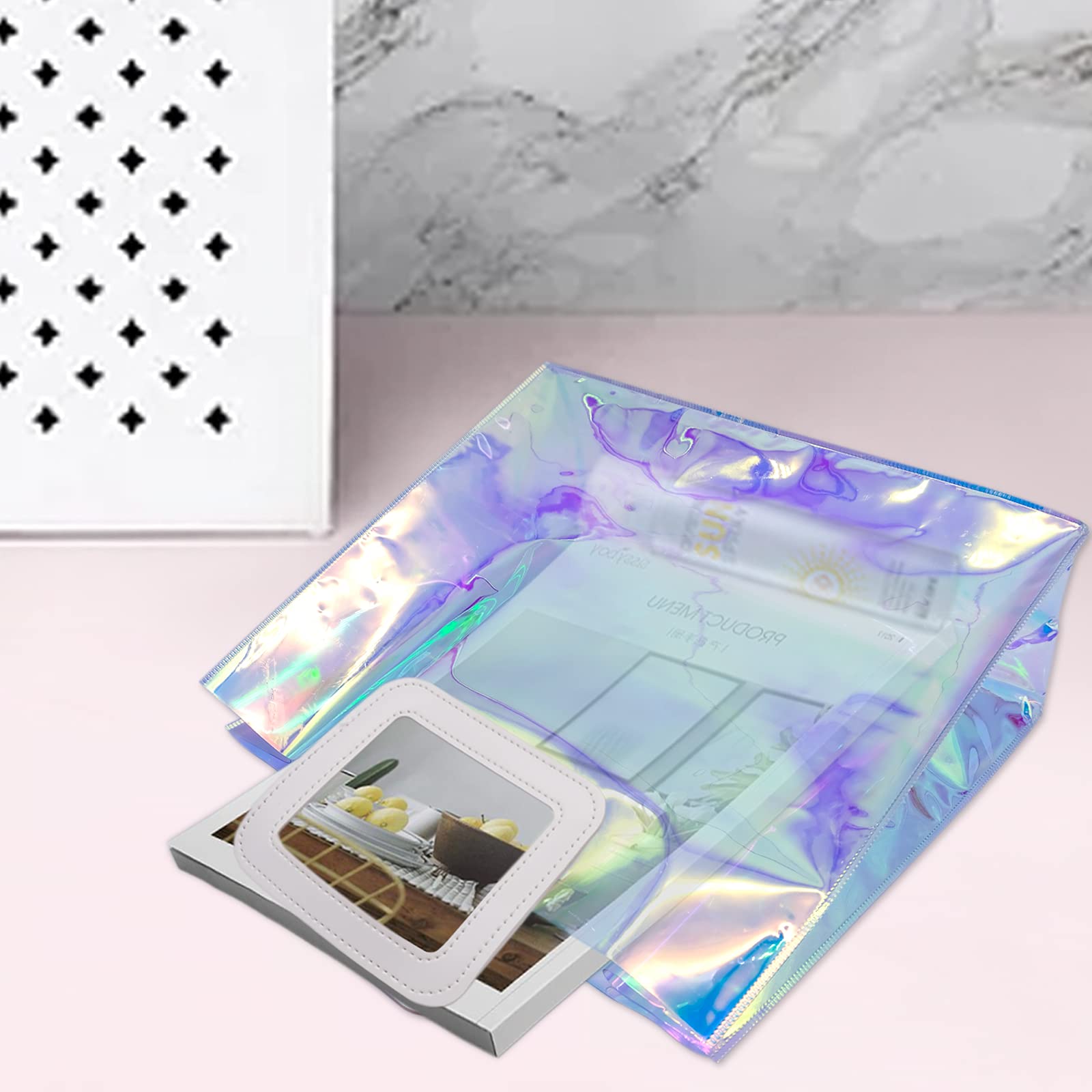 Holographic Gift Bags - Clear Iridescent Tote Bag for Bachelorette Party, Beach, Travel, Work & Stadium Events | Shimmering Reusable Shopping Bags for Women, Girls & Special Occasions
