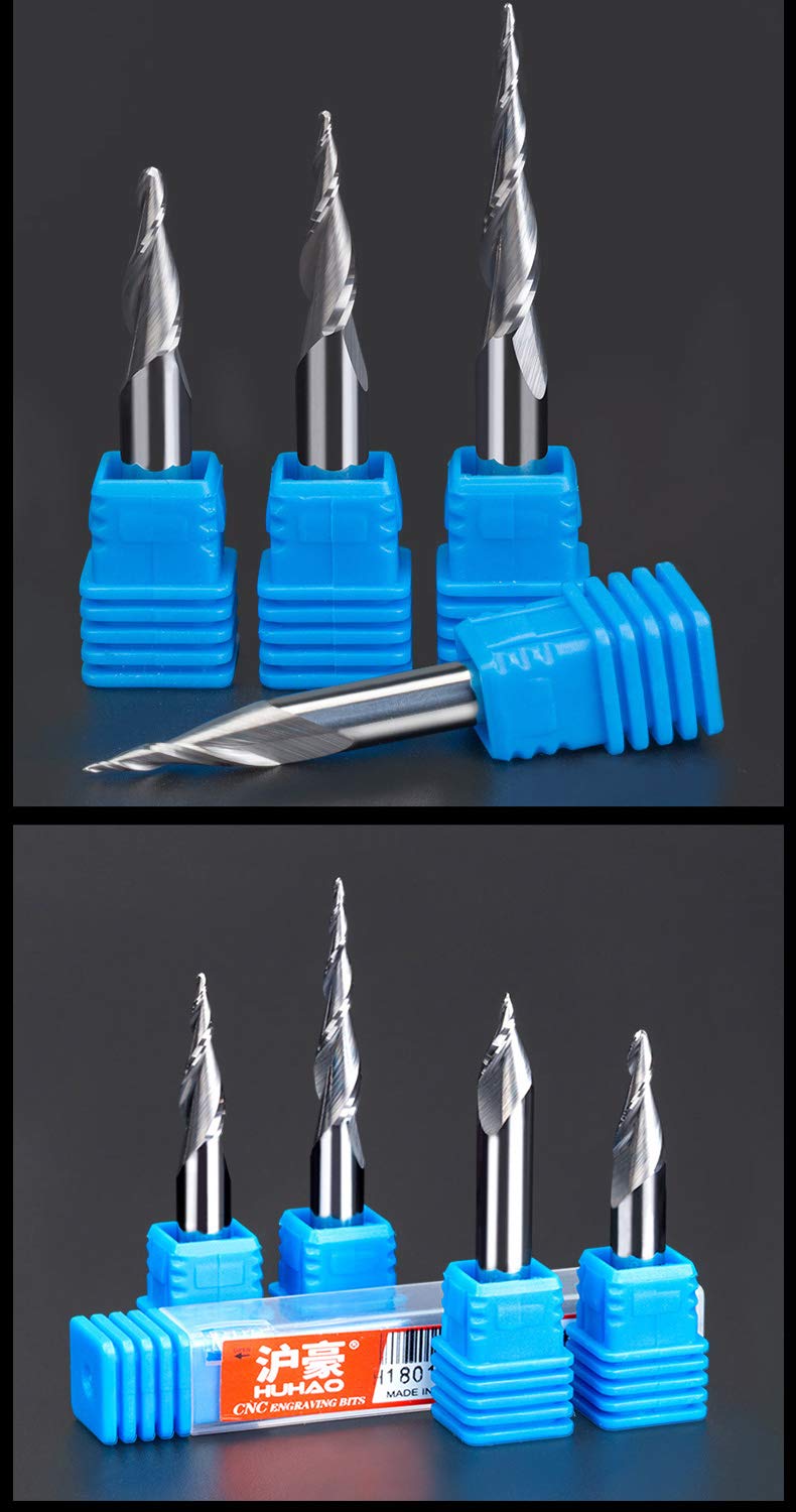 3D Router Carving Bits - 15° Tapered Ball Nose Spiral End Mill Cutter, HRC55 Tungsten Steel CNC Router Bit for Woodworking, Engraving & 3D Carving | Perfect for DIY Projects, Furniture Making & Sign Crafting