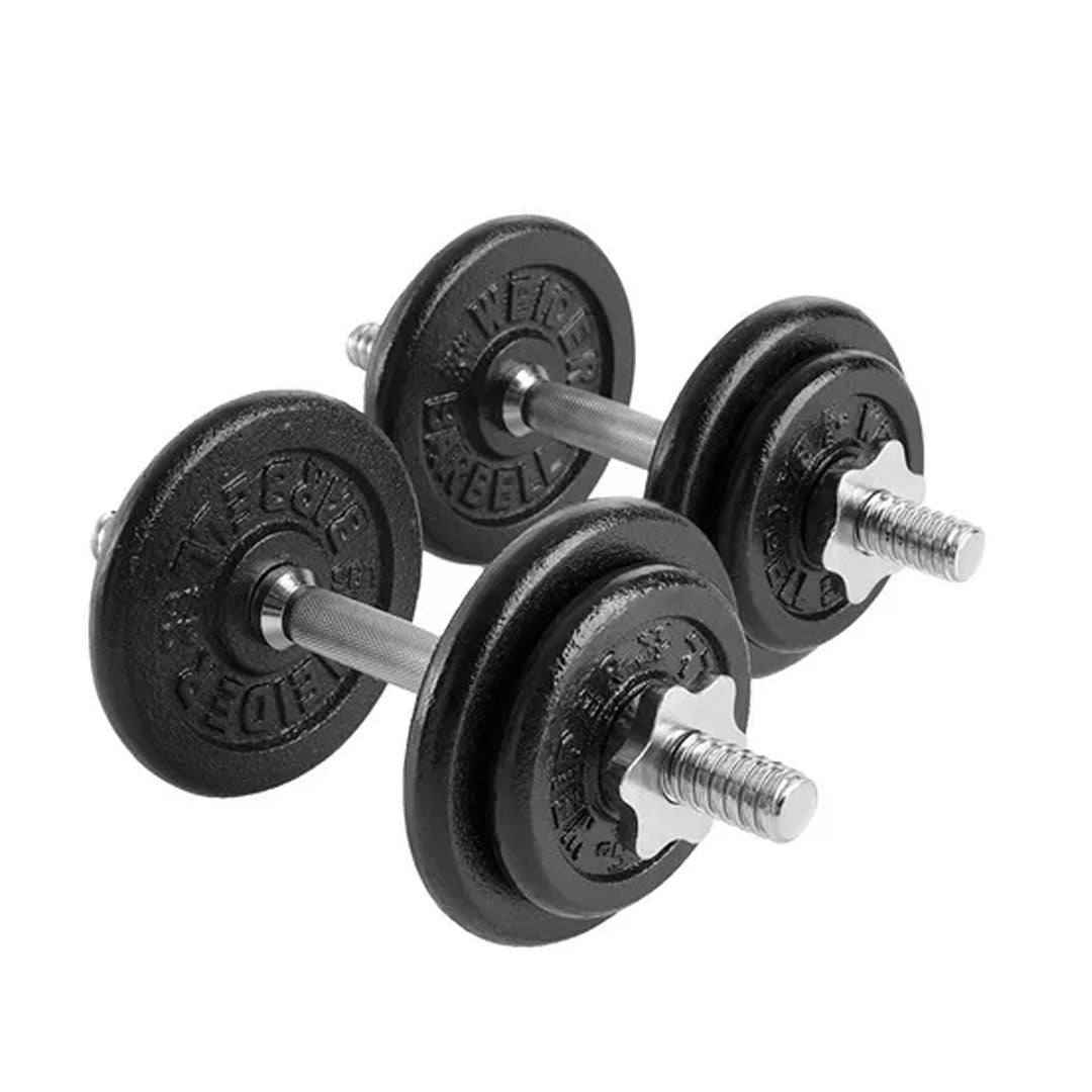 Weider 40 lb. Standard Cast Iron Weight Set with Chrome Spin Lock Collars - Gym & Home Workout Equipment for Strength Training & Fitness
