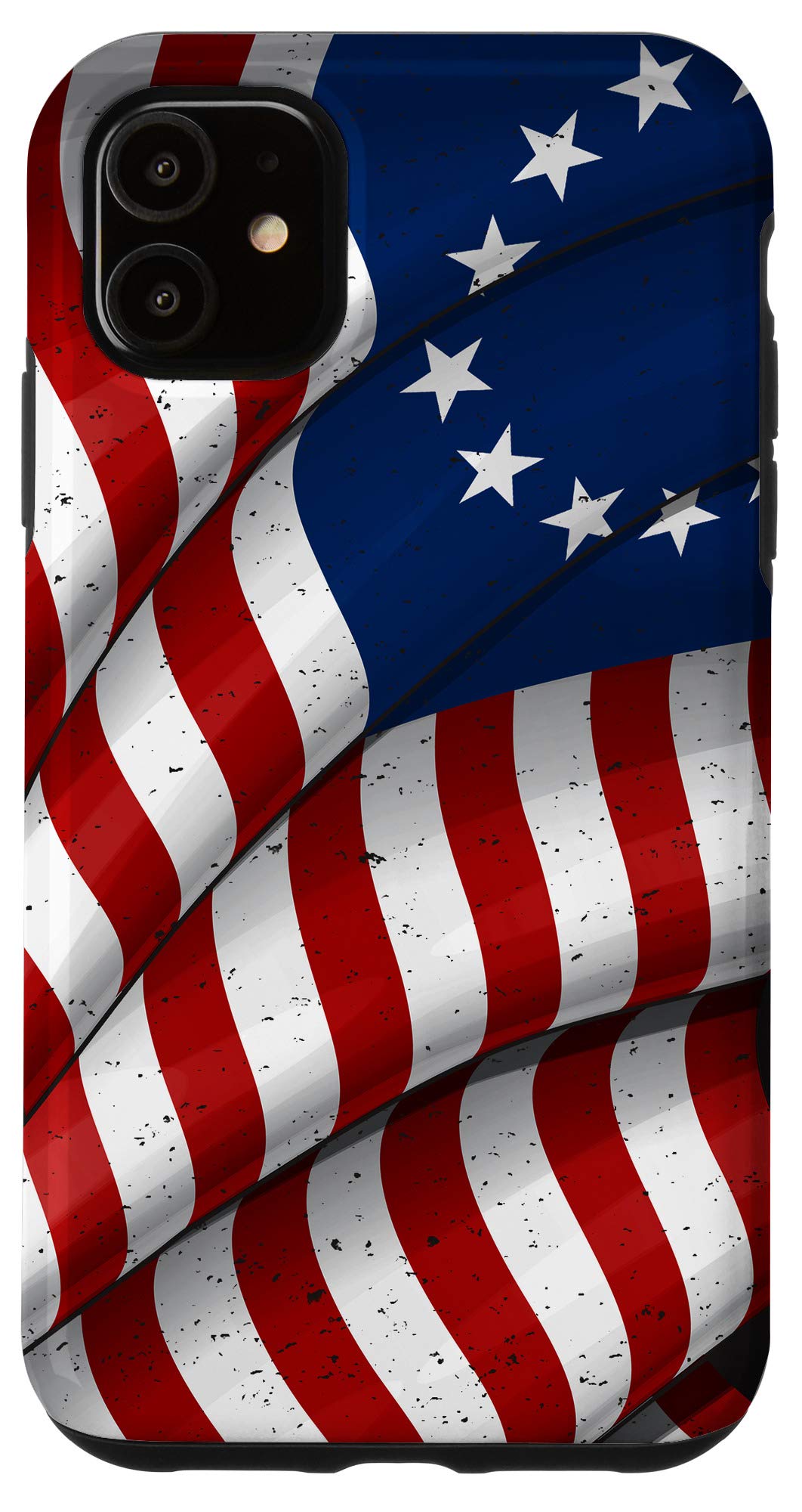 Vintage Distressed iPhone 11 Case with Betsy Ross 1776 American Flag Design - Patriotic Phone Cover for History Lovers & Independence Day Celebrations