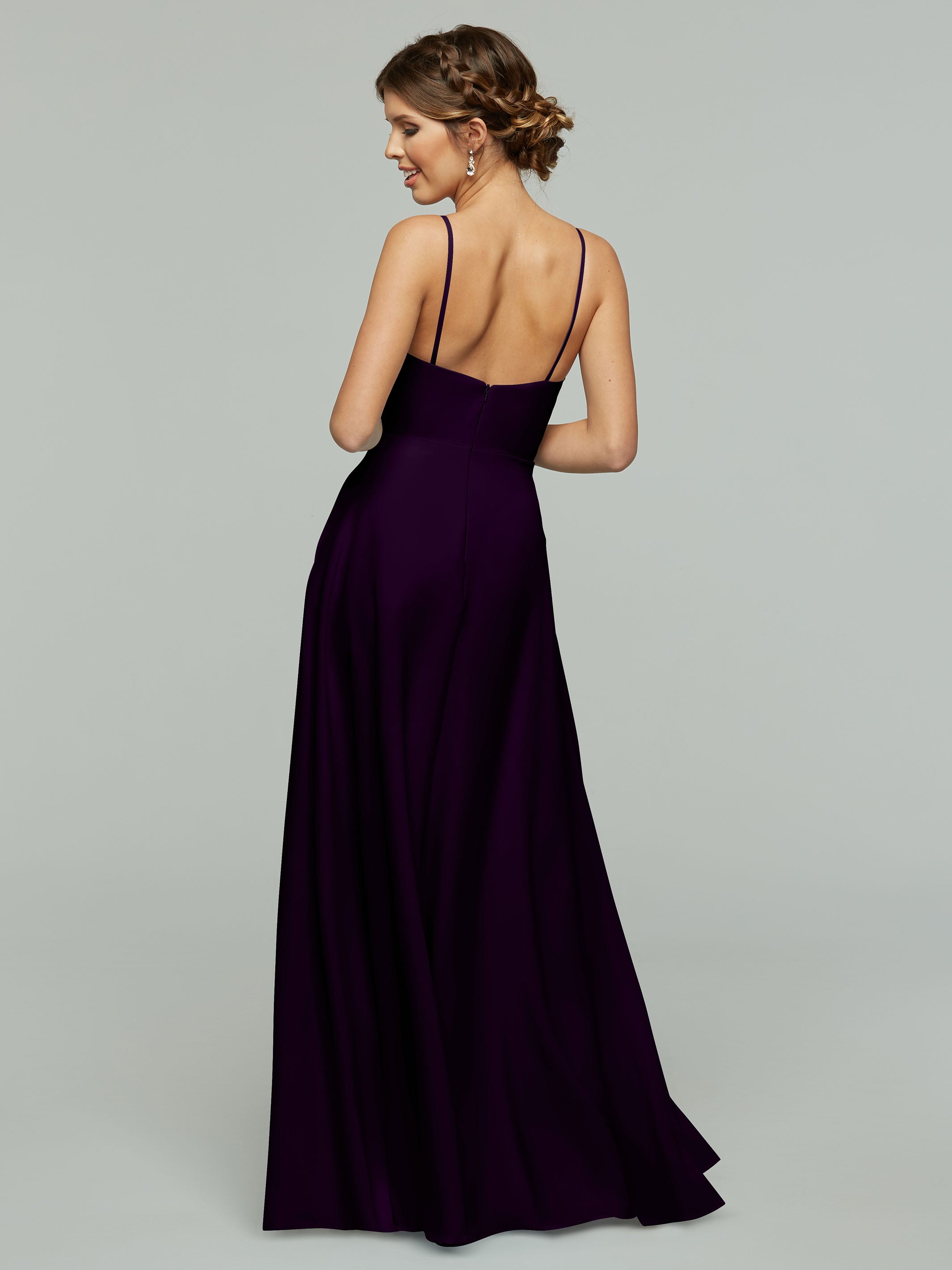 Elegant 83012 Flowy Stretch Chiffon A-Line Bridesmaid Dress with V-Neck - Perfect for Weddings, Parties & Formal Events