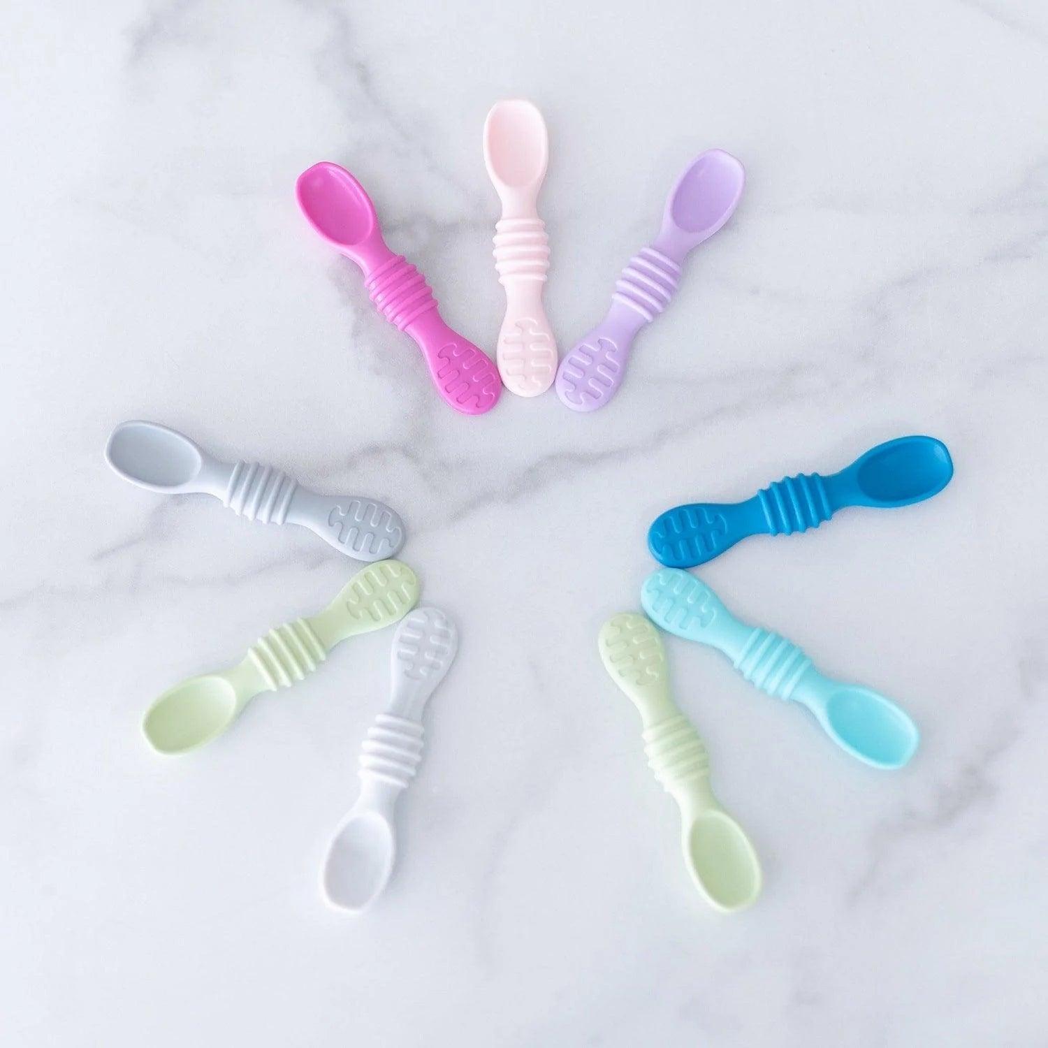 Bumkins Silicone Dipping Spoons Set of 3 - BPA-Free Baby Feeding Utensils for Purees, Yogurt & Snacks - Dishwasher Safe Toddler Spoon for Easy Cleaning