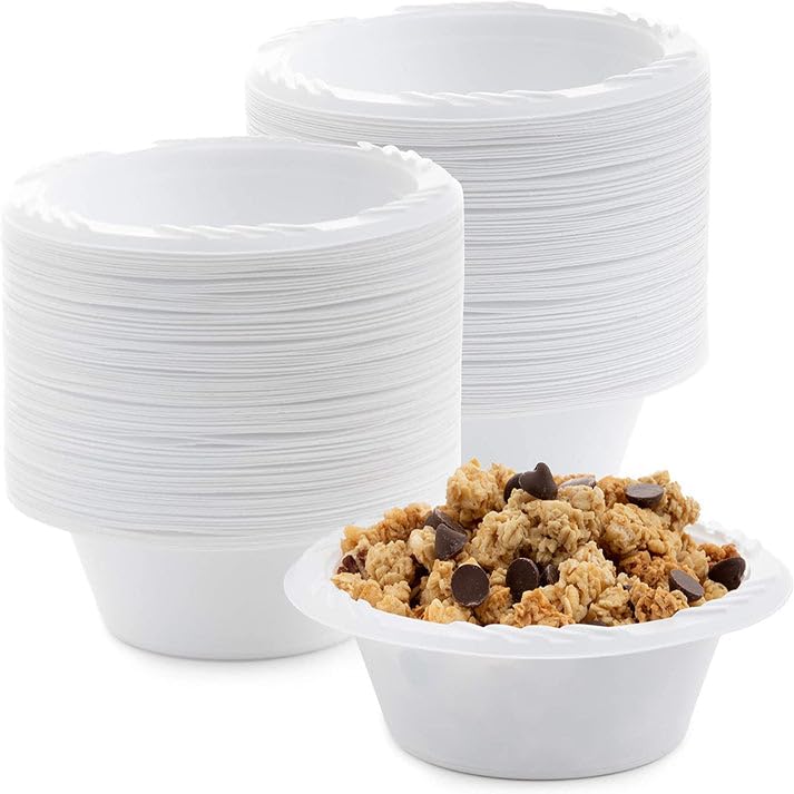 18oz Medium Weight Disposable White Plastic Soup Bowls - Bulk Pack of 2400 Bowls for Restaurants, Catering, Parties & Home Use | Durable & Leak-Proof Food Containers for Soups, Salads, Noodles & More