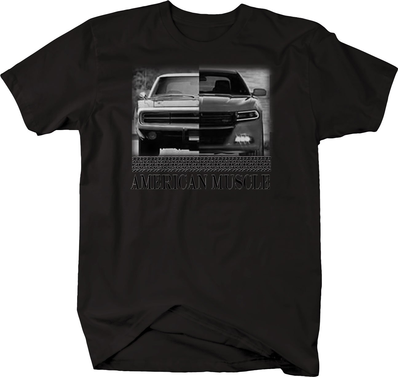 Vintage American Hotrod Charger Classic Racing T-Shirt for Men - Black | Retro Muscle Car Tee for Car Enthusiasts & Racing Fans