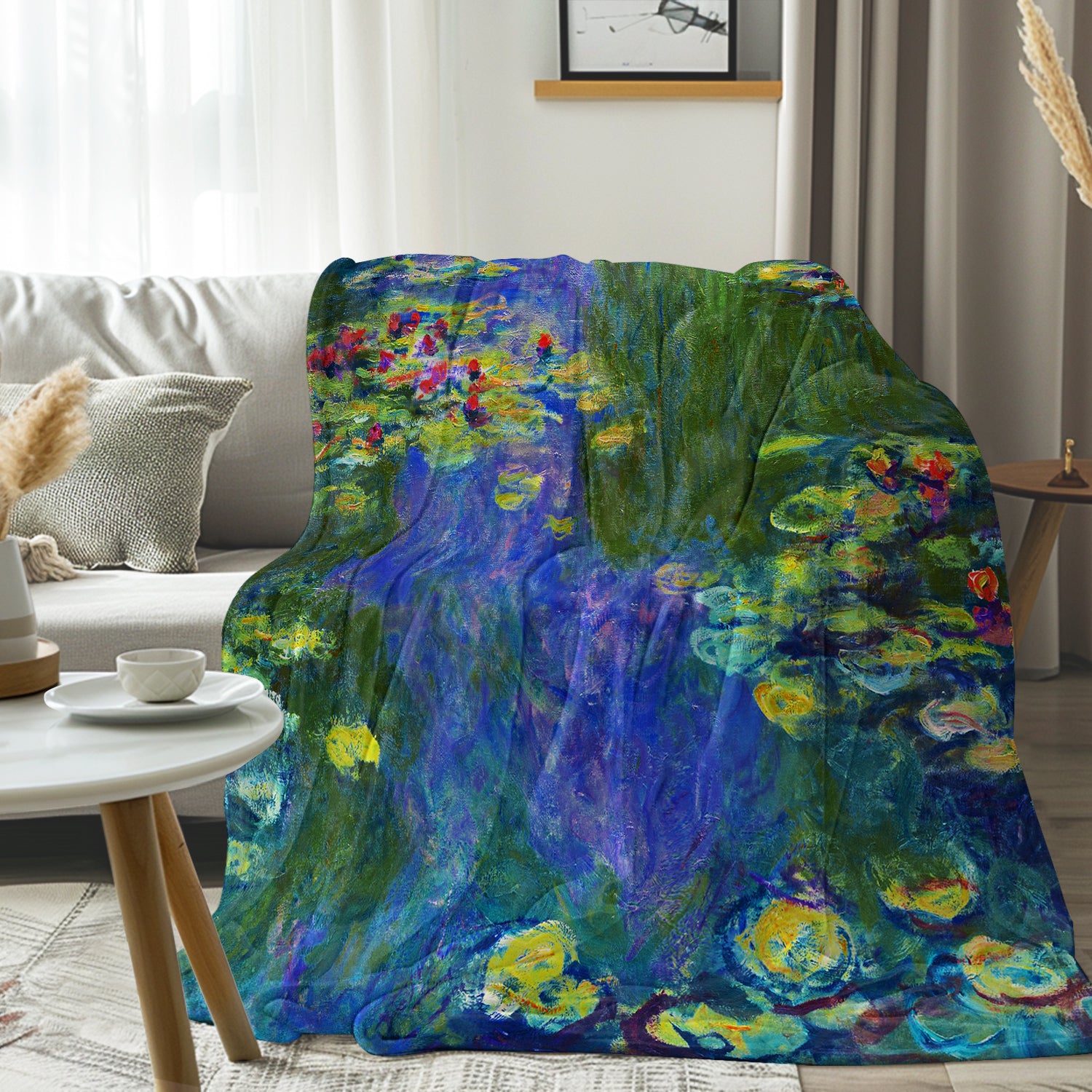 Claude Monet Water Lilies Flannel Fleece Blanket - Soft Cozy Throw for Bed, Sofa & Outdoor Use - Impressionist Art Home Decor Gift