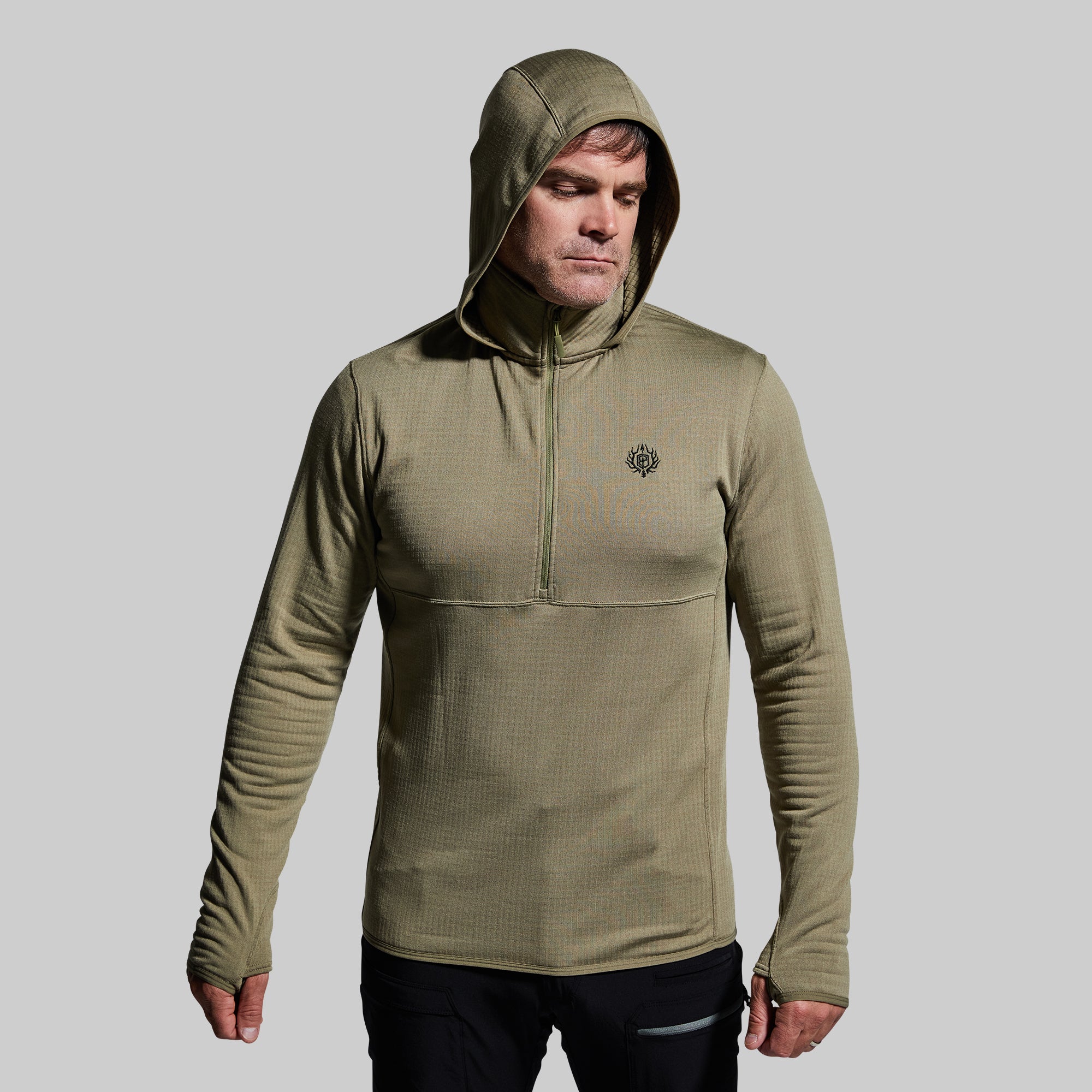 Men's Quiver Half Zip Hoodie - Sage Brush Color | Lightweight Fleece Pullover for Outdoor Activities, Hiking & Casual Wear