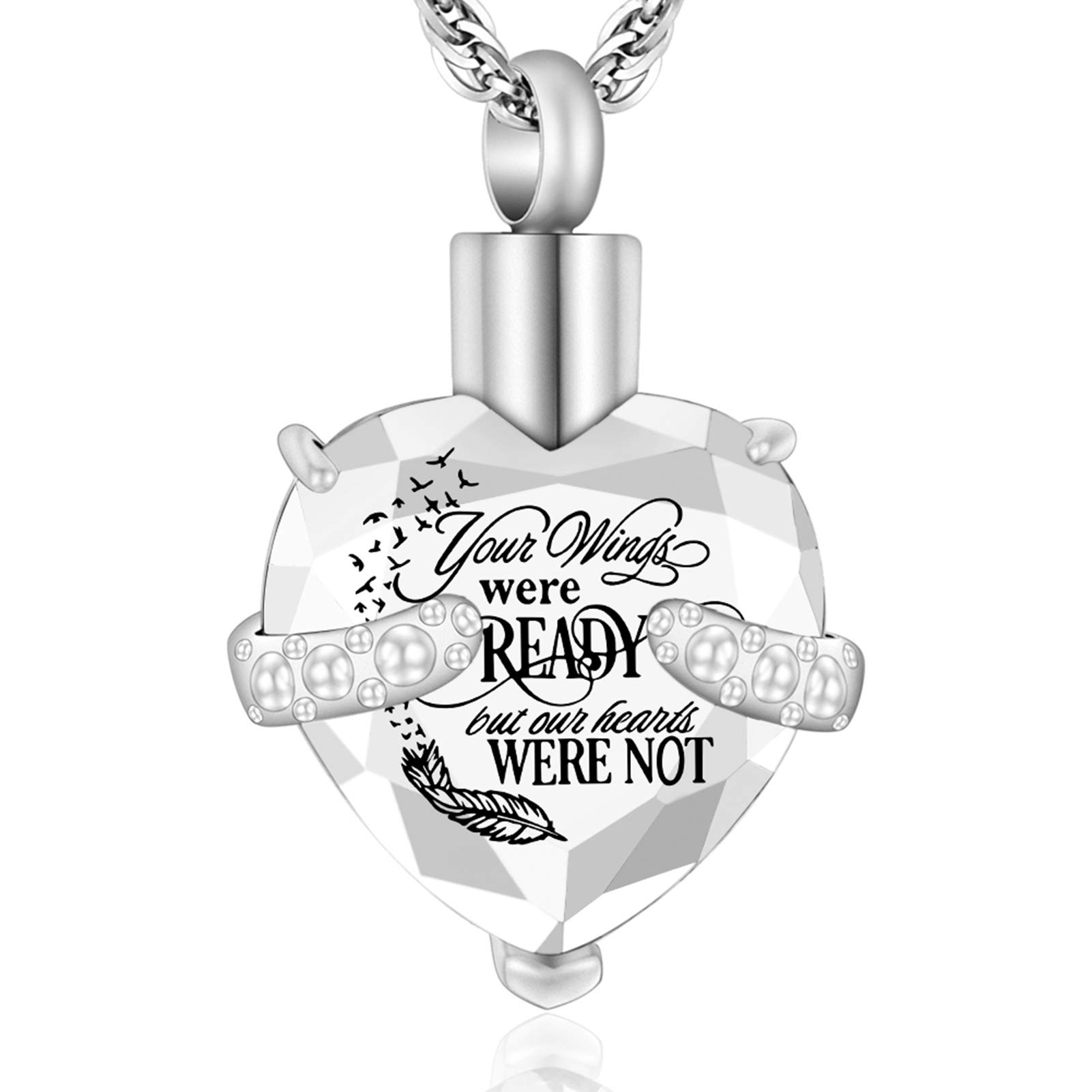 **Stainless Steel Memorial Ashes Necklace for Loved Ones - Crystal Heart Keepsake Jewelry with Birthstone, Perfect for Pet & Human Cremation Ashes - Elegant Sympathy Gift for Loss & Remembrance**