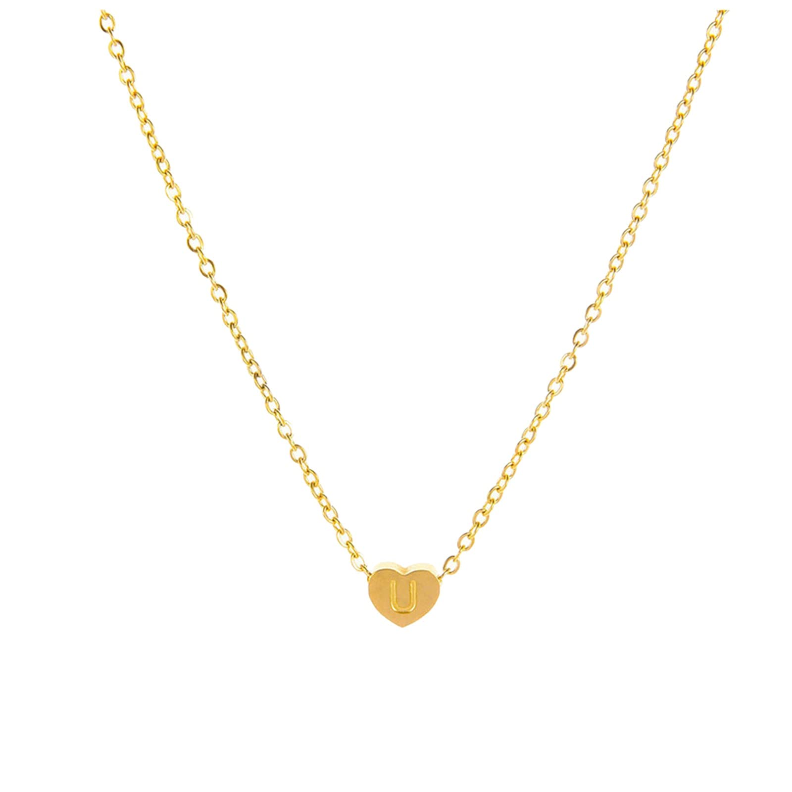 Personalized 26 Letters Alphabet Necklace for Women - Heart Shaped Pendant Clavicle Chain (Gold/Silver, One Size) - Perfect Gift for Birthday, Anniversary & Valentine's Day
