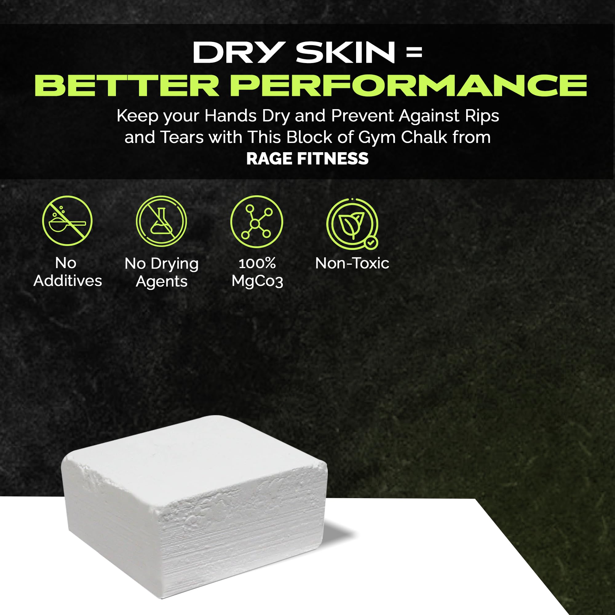 Premium Gym Chalk Block (2oz) - Magnesium Carbonate Athletic Chalk for Stronger Grip | Weightlifting, Gymnastics, Rock Climbing, CrossFit | Non-Slip Workout Chalk for Better Performance & Safety