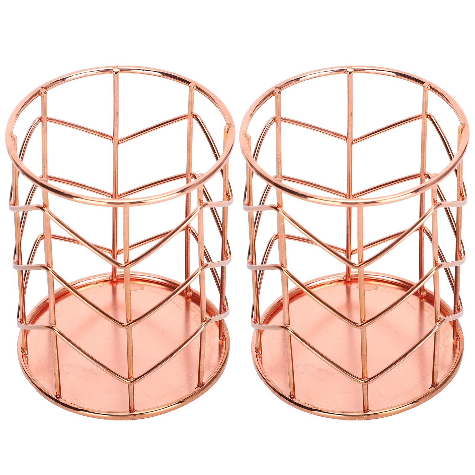 Rose Gold Desktop Storage Basket Set of 2 - Home & Office Organizer for Desk Accessories