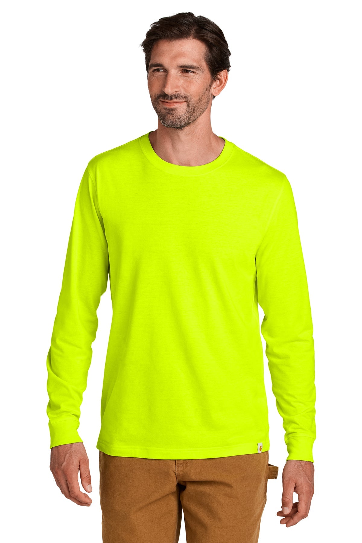 Custom Carhartt Long Sleeve T-Shirts in Brite Lime - Durable Workwear for Construction, Farming & Outdoor Activities