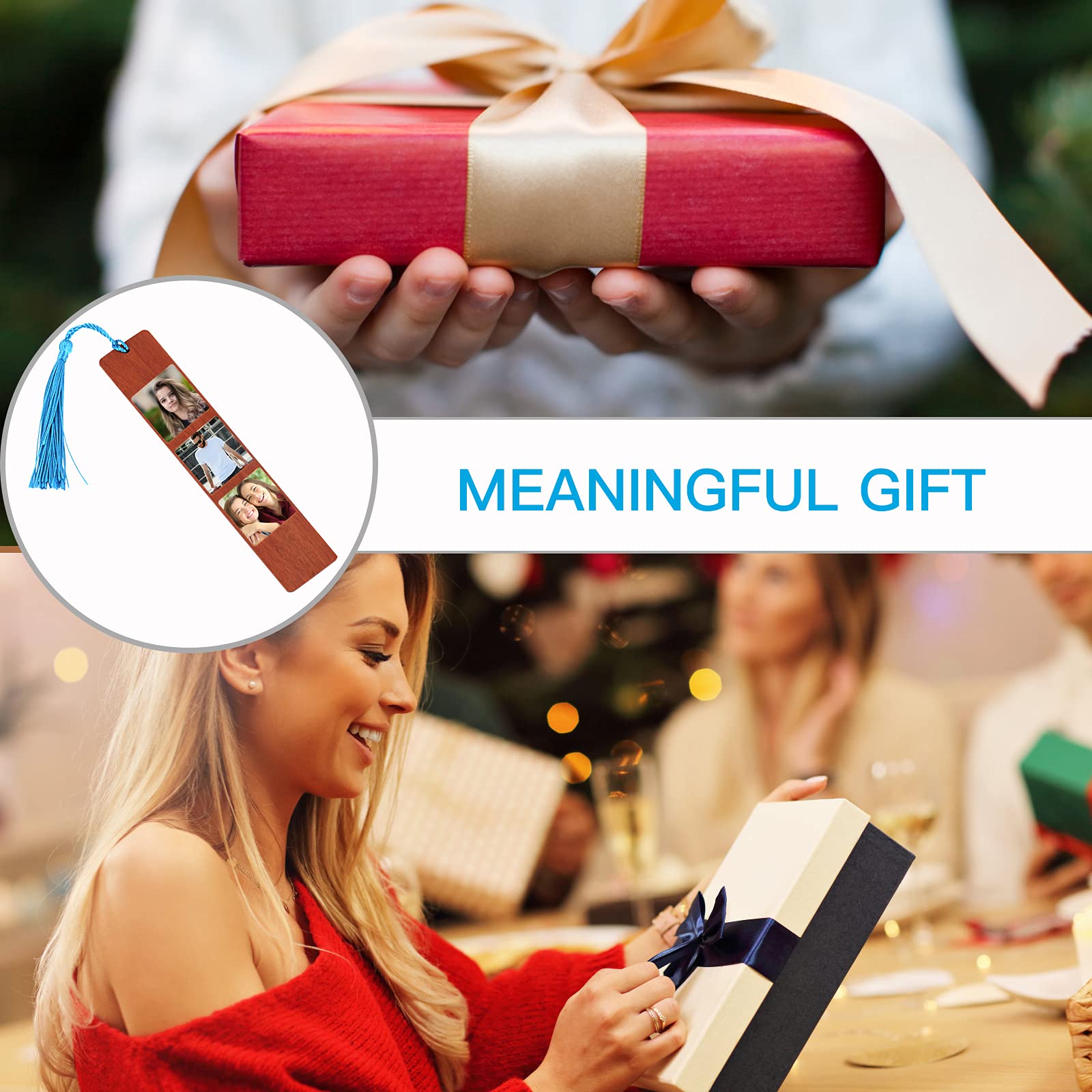 Custom Personalized Photo Bookmarks - Double-Sided Wooden Bookmark with Text & Images - Great for Gifts, Reading Accessories & DIY Projects