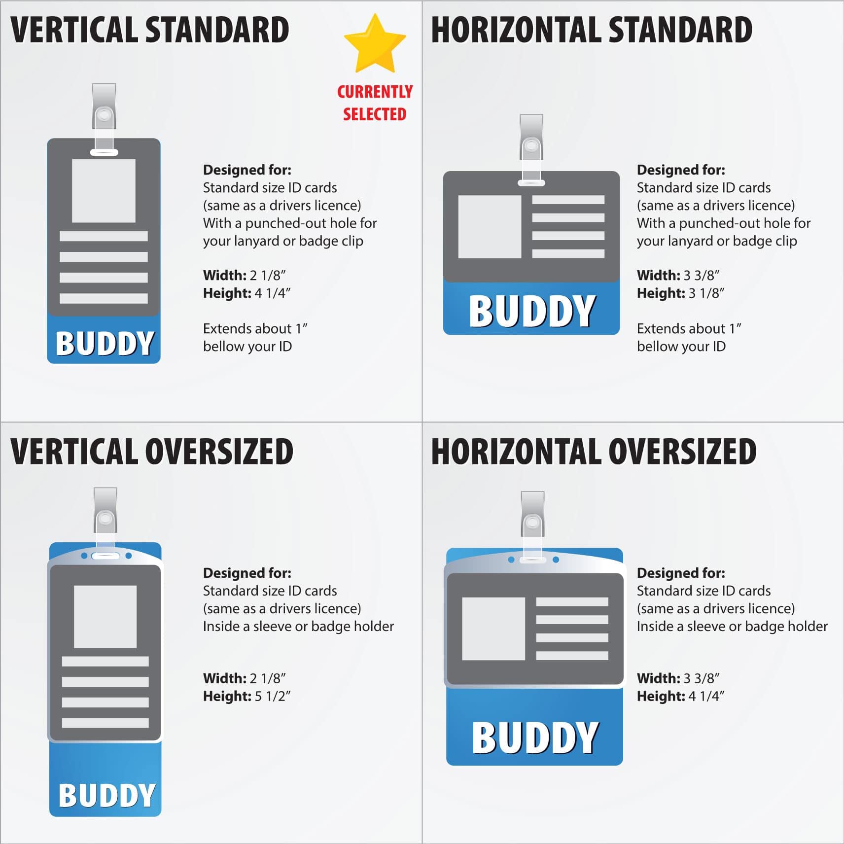 Heavy Duty Vertical White ID Card Holders (50 Pack) - Spill Proof & Tear Resistant - Double Sided Printed Quick Role Identifier Badge Backers by BadgeZoo - Perfect for Hospitals, Schools & Corporate Security