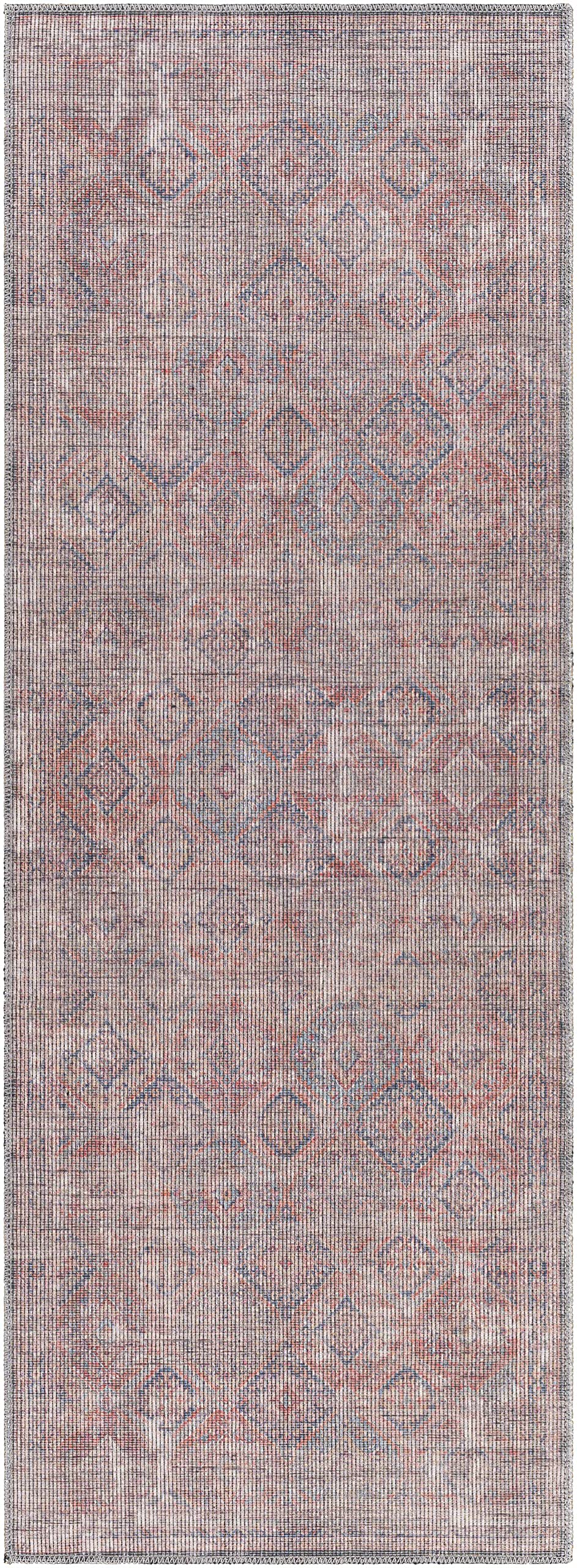 Hauteloom Mayantoc Machine Washable Area Rug - Traditional Design in Navy, Rust, Peach - 9'2