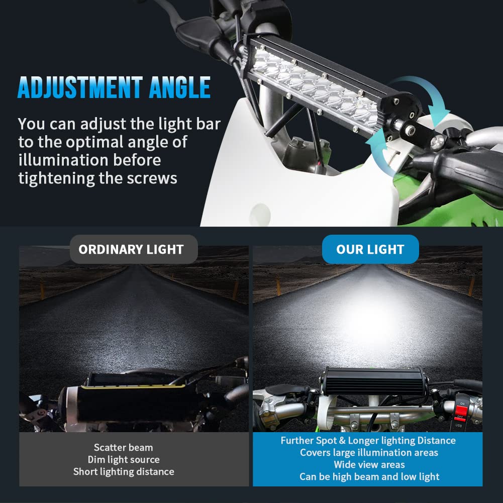 AUTOVIC Motorcycle LED Light Bar Kit with USB Charger & Switch - Compatible with Honda CRF110, KLX110, TTR110, YZ250F Dirt Bikes - Plug & Play Installation for Off-Road Riding & Night Adventures