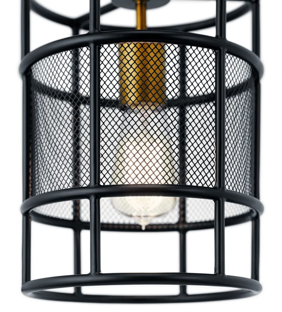 Modern Black Wire Mesh Drum Mini Pendant Light Fixture - Sleek Contemporary Design for Kitchen Island, Dining Room, or Bedroom Lighting