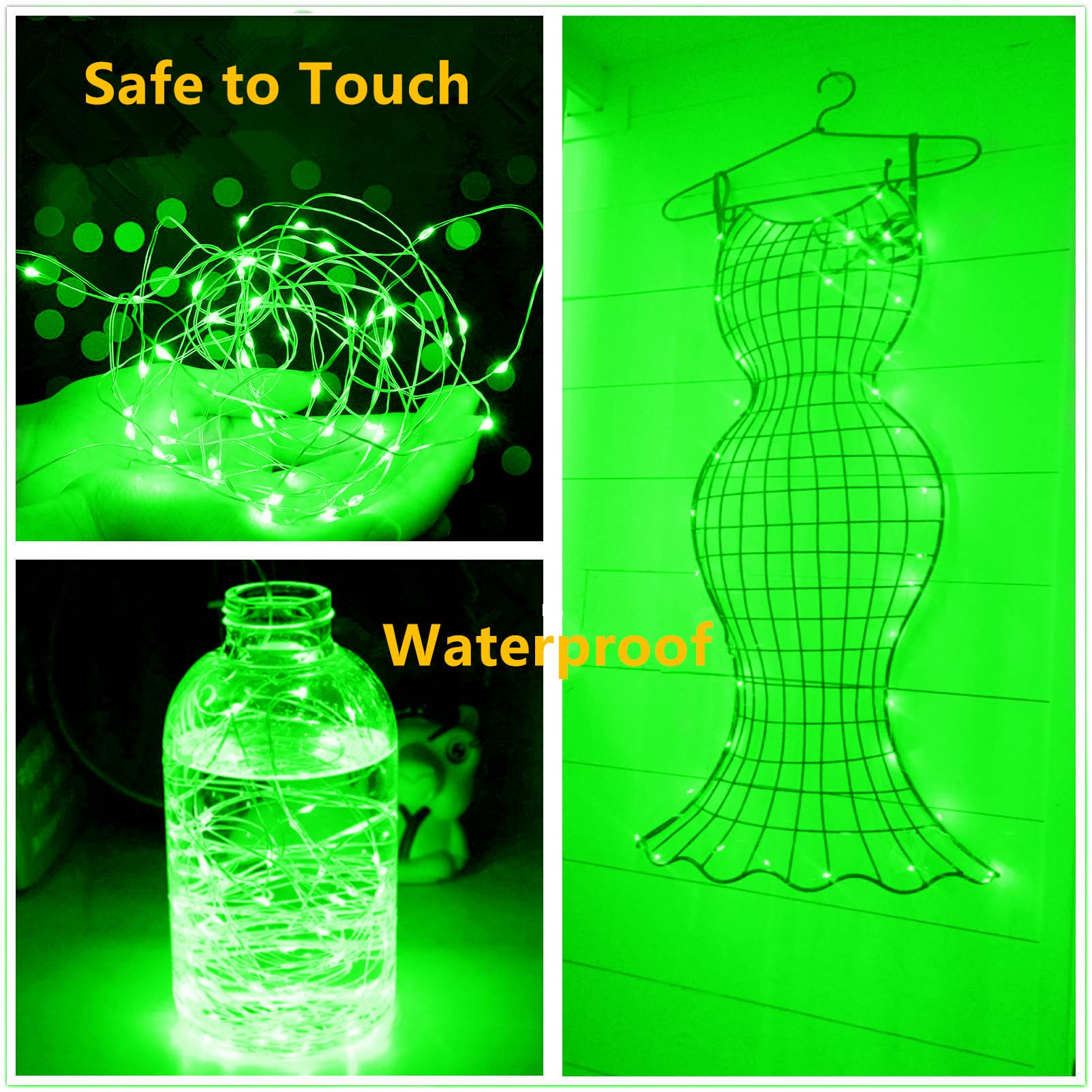 St. Patrick's Day Green Wine Bottle Lights - 20 LED Cork String Lights with Silver Copper Wire, Battery Operated Fairy Lights for Christmas, Halloween, Wedding Party Decorations | Perfect for DIY Home Decor, Bar Lighting, and Festive Bottle Centerpieces
