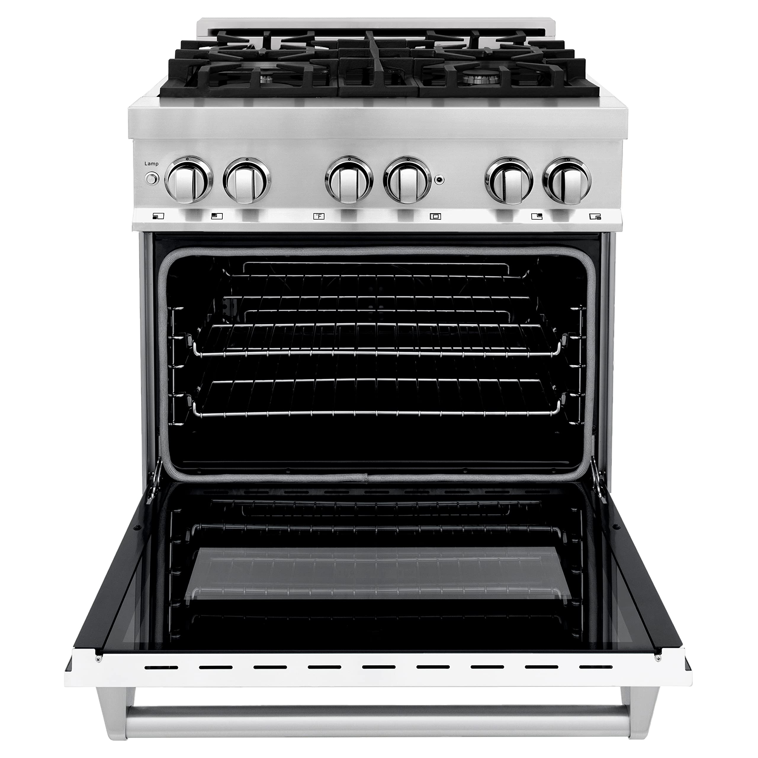 ZLINE 30-inch 4.0 cu. ft. Dual Fuel Range with 4-Burner Gas Cooktop & Electric Convection Oven - Stainless Steel with White Matte Door (RA-WM-30) - Perfect for Modern Kitchens, Home Chefs & Restaurant-Style Cooking