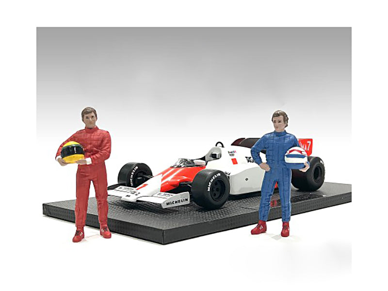 Vintage 80's Racing Legends Diecast Figures Set of 2 - 1/43 Scale Model Cars by American Diorama - Perfect for Collectors & Display Cases