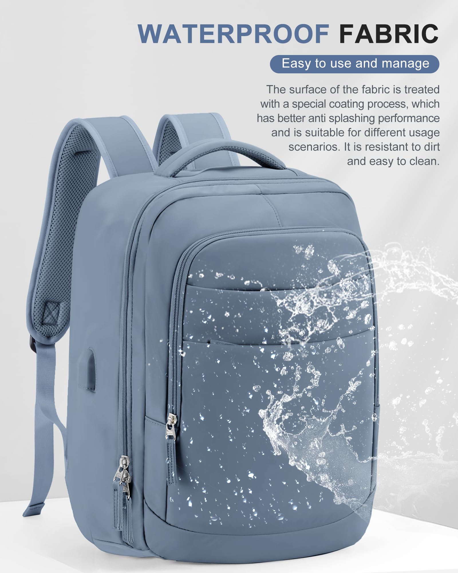 VGCUB Large Travel Carry on Backpack for Women & Men - Waterproof Laptop Backpack with USB Charging Port | Airline Approved Personal Item Size | Perfect for Business Travel, Commuting & Daily Use (Jewel Blue)