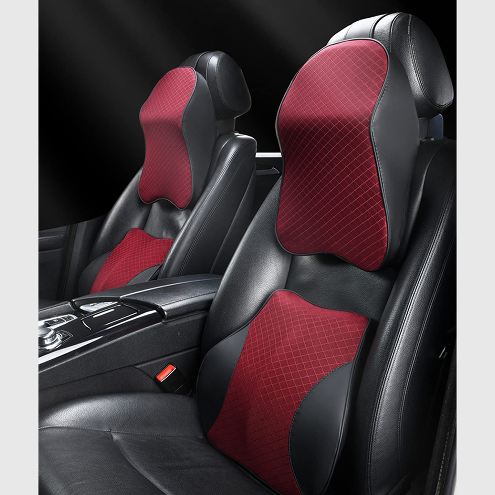 XCXDX 2-Pack Memory Foam Car Seat Pillows - Lumbar Support & Neck Pillow Set for Headrest Comfort | Ergonomic Design for Long Drives, Road Trips & Commuting