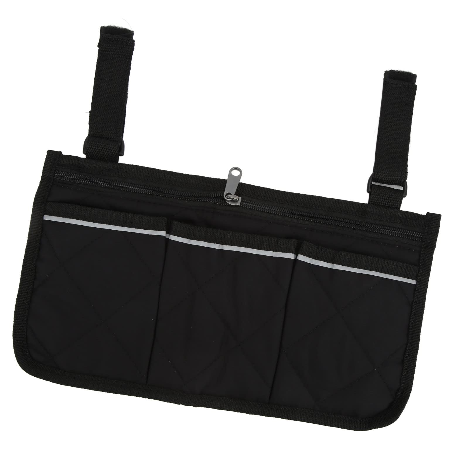 Waterproof Black Wheelchair Side Storage Bag with Multiple Pockets - Durable & Stylish for Phones, Wallets & Essentials - Perfect for Daily Use, Travel & Outdoor Activities