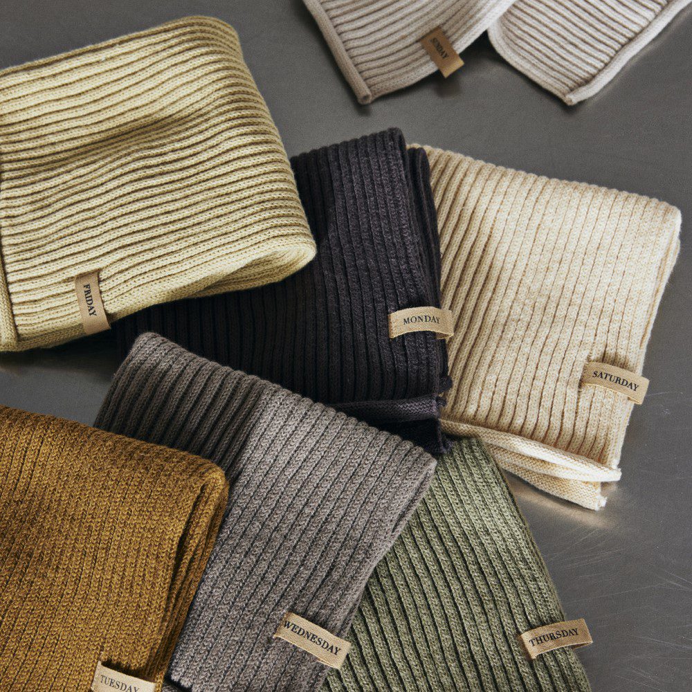 FERM LIVING Day Cloths - Set of 7 Soft Cotton Dish Towels in Calming Colors | Perfect for Kitchen, Bathroom & Everyday Cleaning Tasks