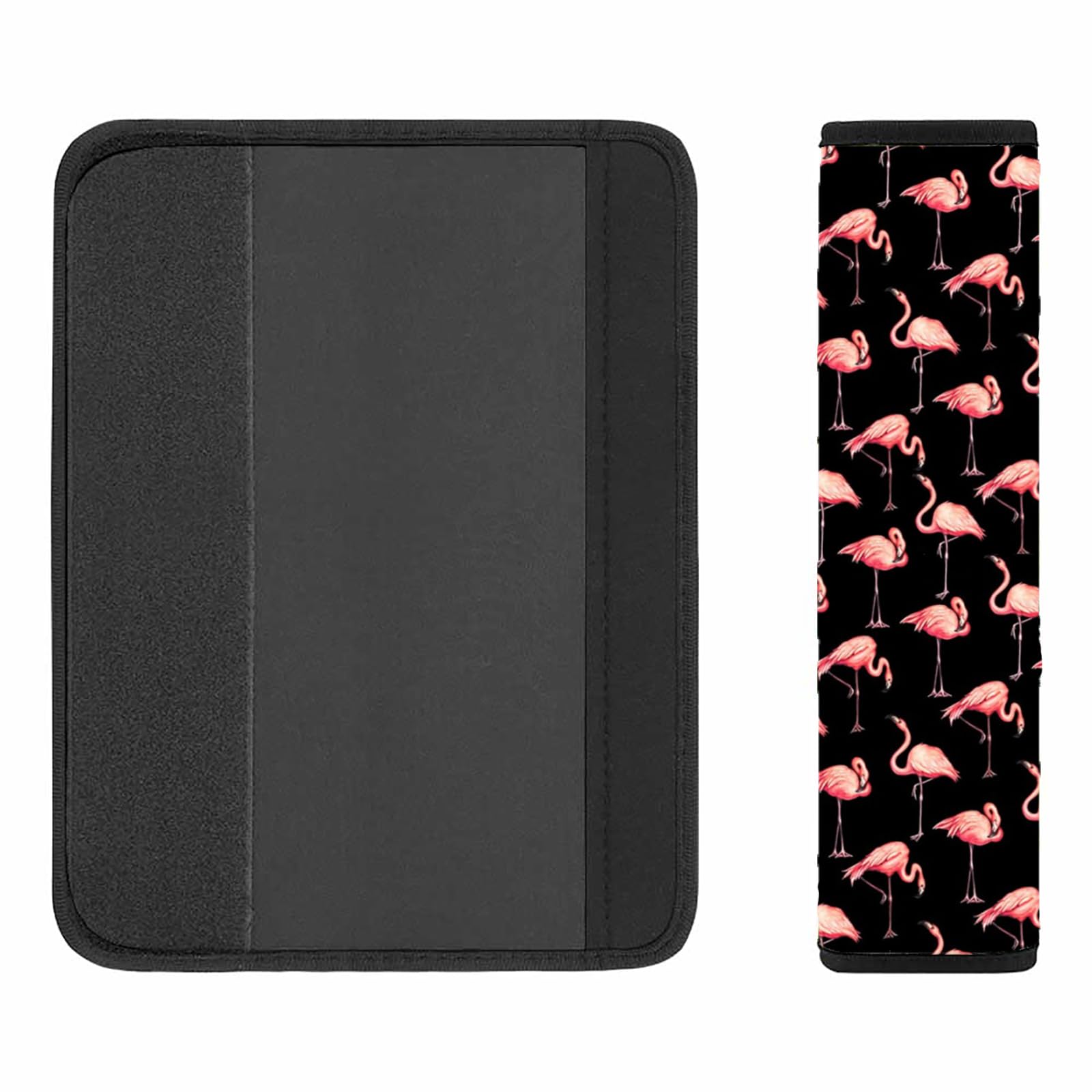 Black Flamingo Car Seat Belt Strap Covers - Soft Shoulder Pads for Adults & Kids - Neck Protection for Women, Men, Girls & Boys - Universal Fit for Cars, SUVs & Trucks - Perfect for Commuting, Road Trips & Daily Driving - Also Great as Backpack Straps & Handbag Accessories