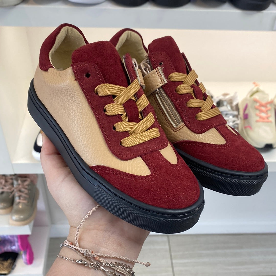 Blublonc Burgundy and Blush Pink Women's Zipper Sneakers - Comfortable Casual Walking Shoes for Work, Travel & Everyday Wear