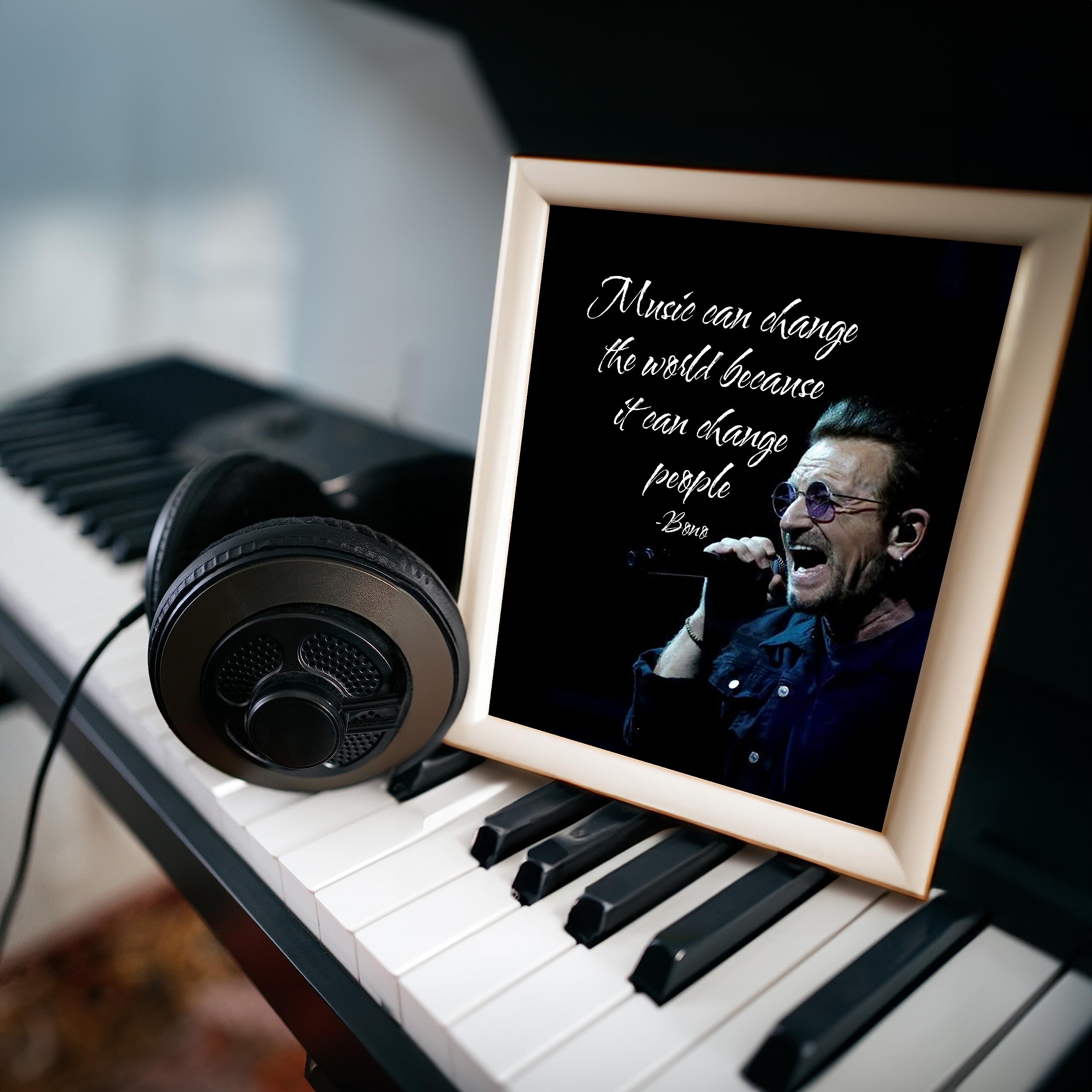 Inspirational Rock Music Wall Art - Motivational Silhouette Portrait for Living Room, Home, Office & Man Cave Decor - Unframed 8x10 - Perfect for Music Lovers & Rock Fans