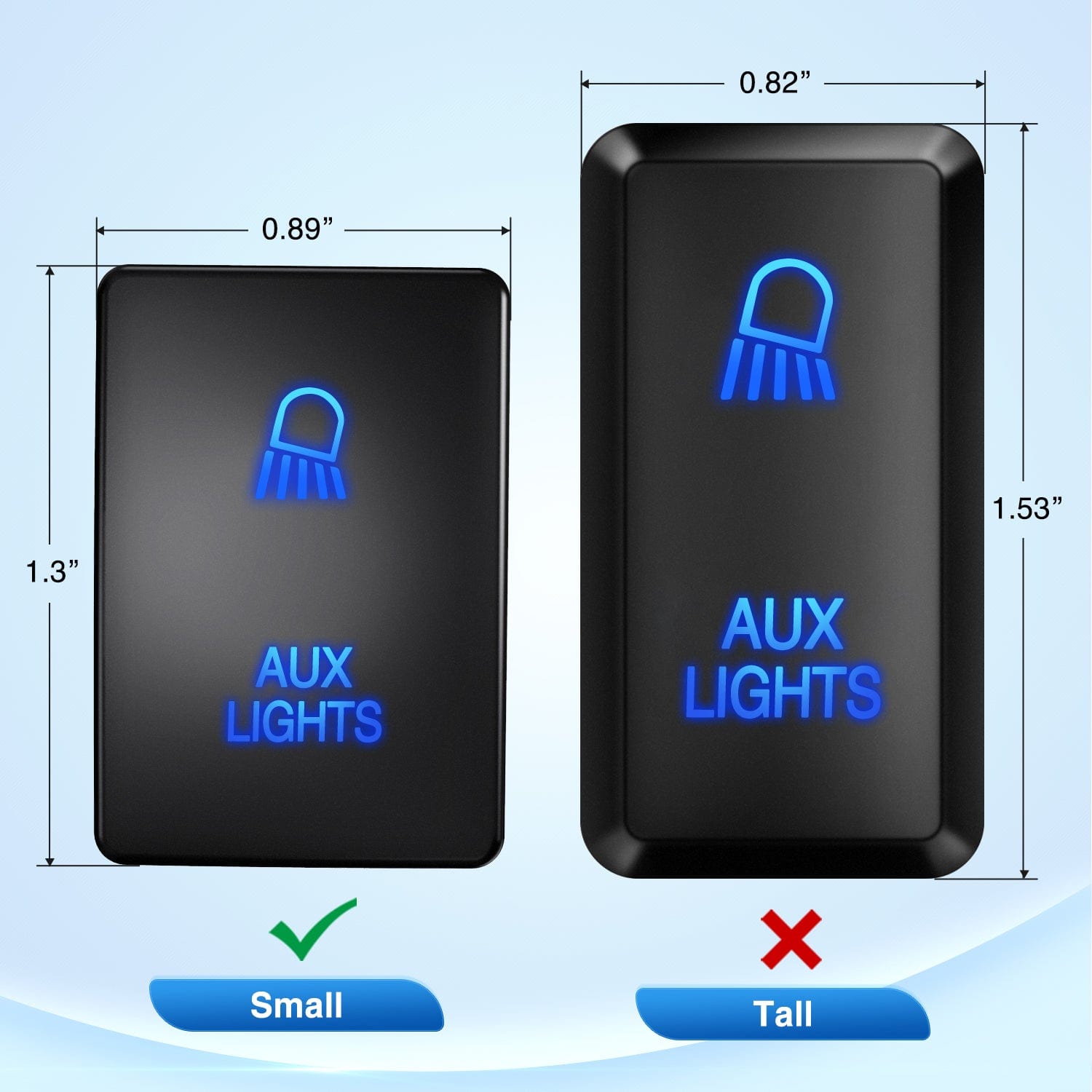 Toyota Auxiliary Lights Push Button Switch - 12V ON/OFF Square Switch with Connector Wire Kit for Off-Road, Overlanding & Truck Accessories - Perfect for Toyota 4Runner, Tacoma & Hilux Upgrades