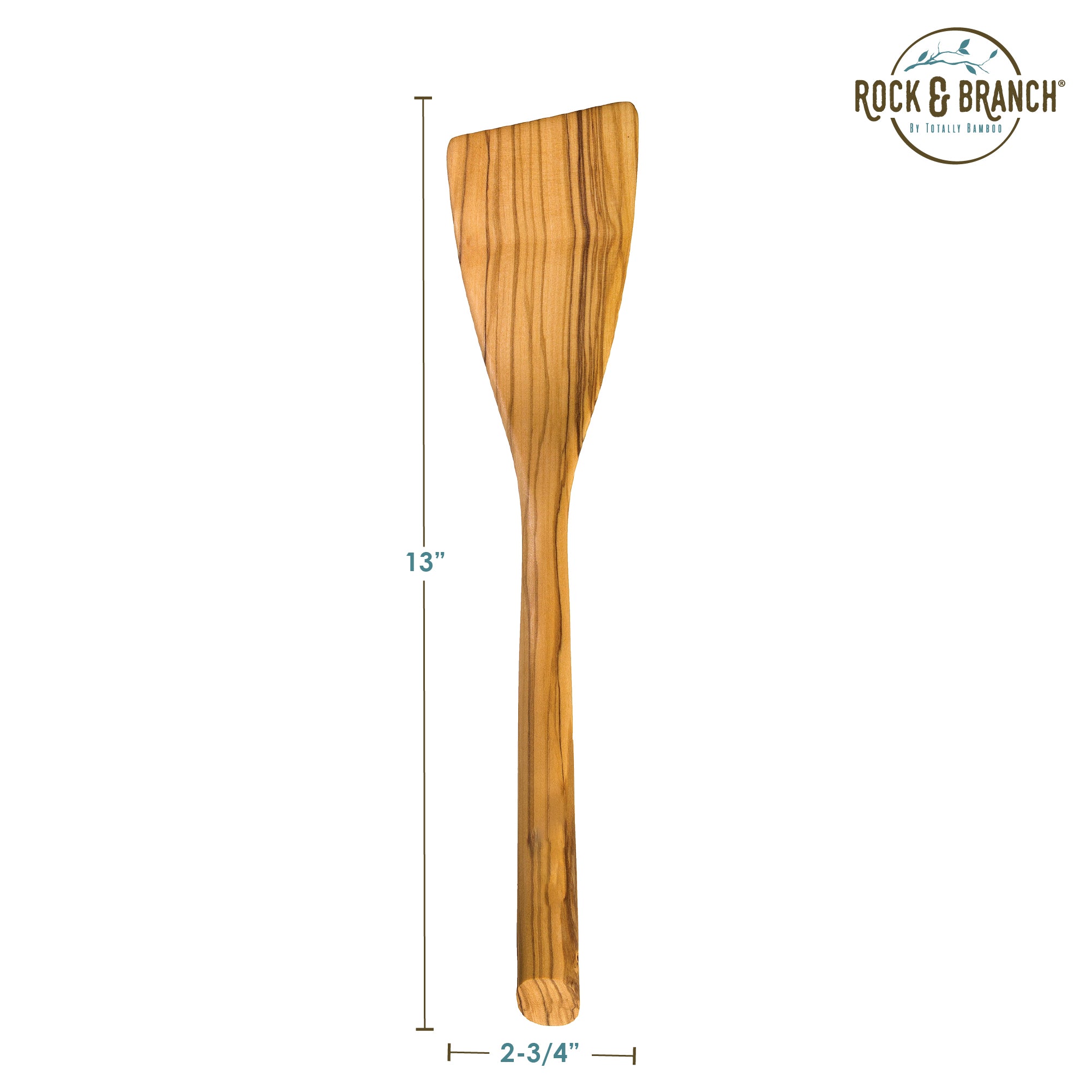 Premium Olive Wood Spatula - Natural & Eco-Friendly Kitchen Utensil for Cooking, Baking, and Serving - Rock & Branch® Handcrafted Wooden Spoon - Perfect for Non-Stick Pans, Salad Tossing & Food Presentation