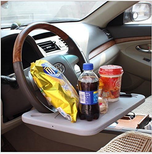 Steering Wheel Tray - Portable Car Desk for Laptop, Notebook & Meals | Vehicle Seat Mount Table | Black Car Tray for Working, Eating & Office Use on the Go