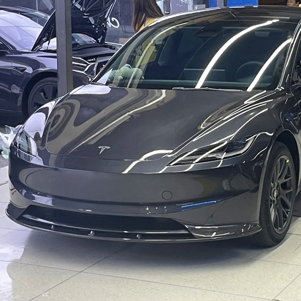 Premium Real Carbon Fiber Front Lip Spoiler for 2024+ Tesla Model 3 (Standard/Long Range) - OEM Fit, Aerodynamic Enhancement | Sporty Styling & Performance Upgrade for Daily Driving & Track Use