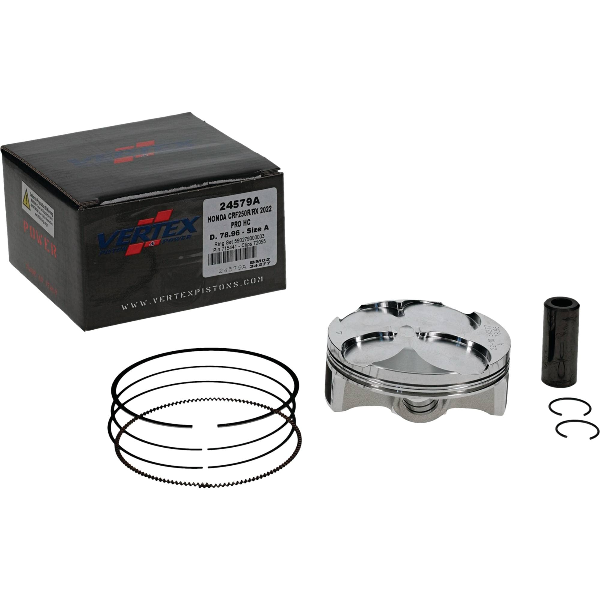Vertex 24579A Forged High Compression Piston Kit - Compatible with Honda CRF250R & CRF250RX (2022) | 79mm Bore, 250cc Engine | Perfect for Off-Road Racing & Performance Upgrades
