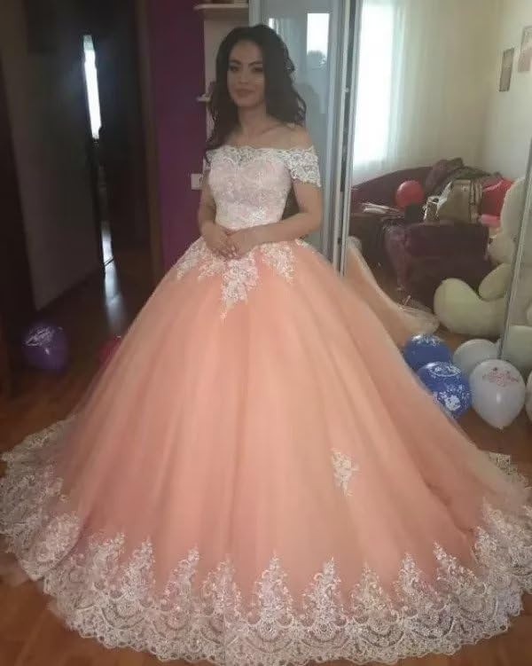 Elegant Off Shoulder Quinceañera Dresses | Ball Gown Sweet 16 Lace Applique Prom Princess Gowns for Teen Girls | Perfect for Quinceañeras, Sweet 16 Parties, Prom Nights & Formal Dances