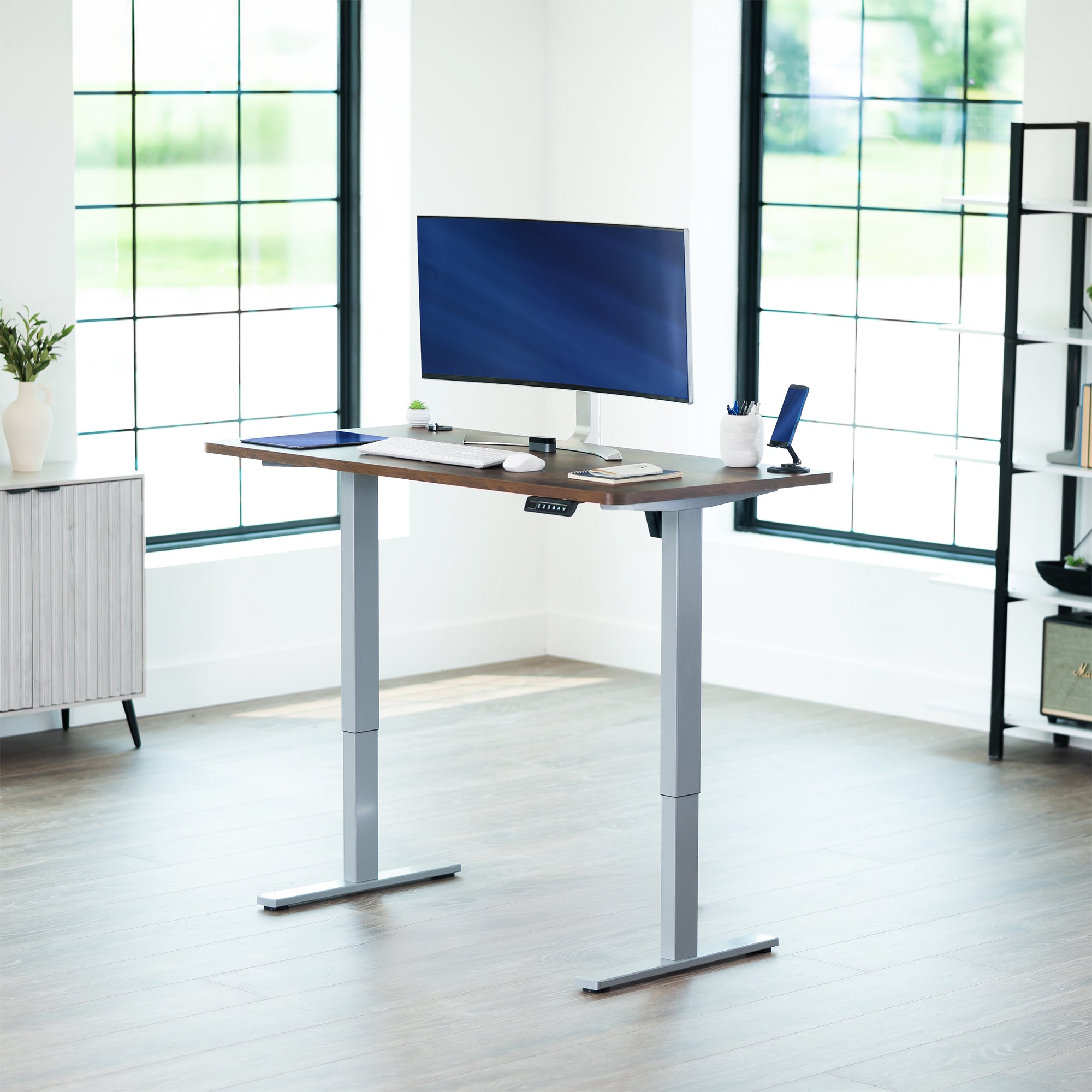 1B Solid Top Series Single Motor Electric Standing Desk with Push Button Memory Controller - Perfect for Home Office, Gaming & Workspace Ergonomics