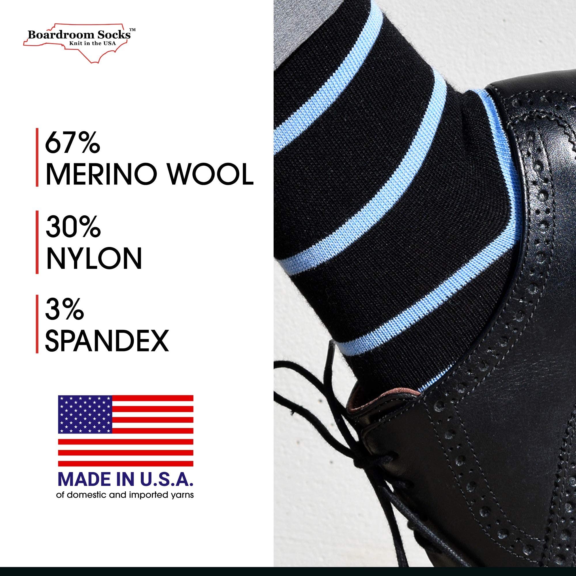 Premium Merino Wool Over-the-Calf Dress Socks for Men - Breathable, Comfortable & Stylish Patterned Socks - Perfect for Business, Office & Formal Occasions