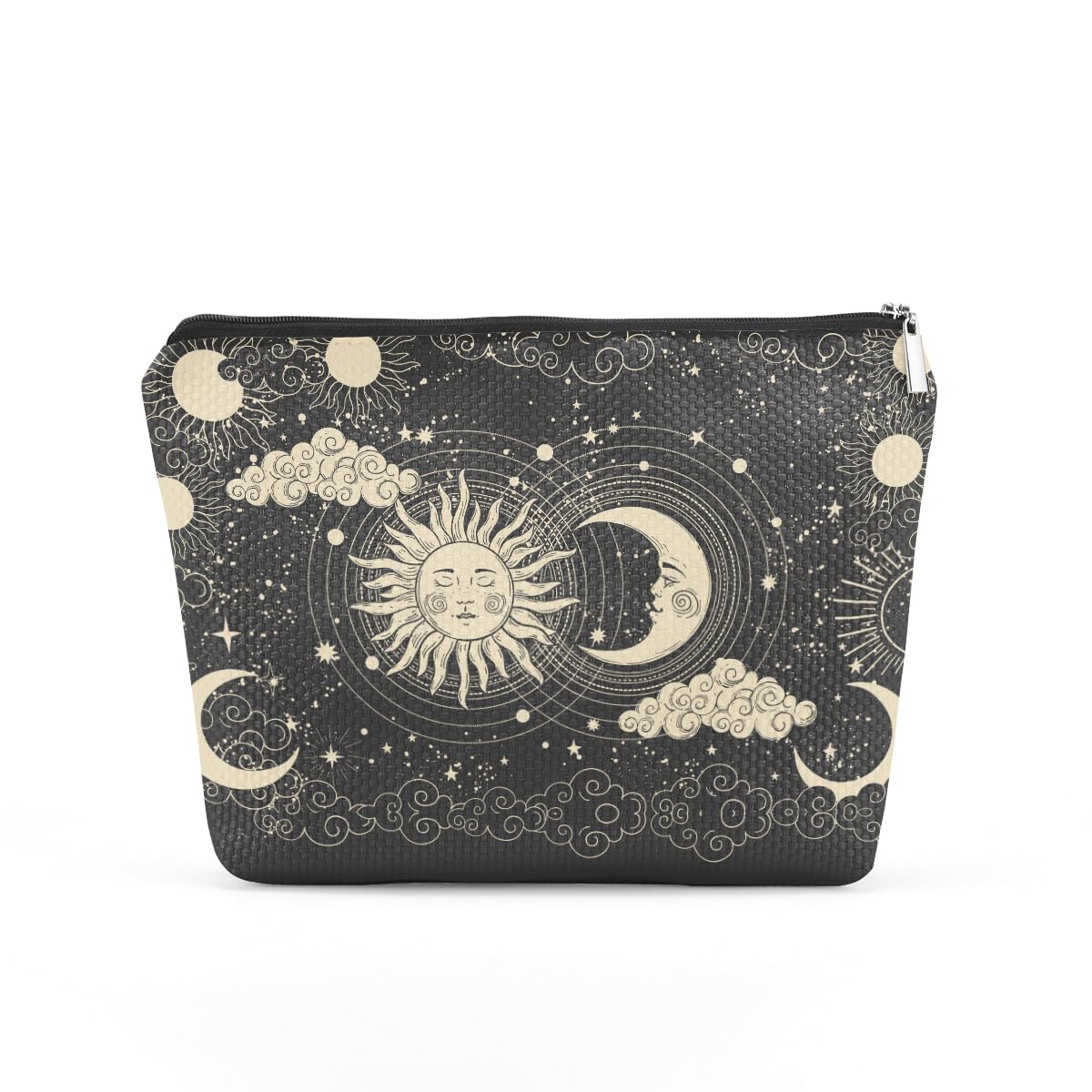 Boho Witch Cosmetic Bag - Hippie Sun & Moon Makeup Pouch for Women & Teens | Astrology Travel Organizer | Perfect Gift for Mothers Day, Graduation, Birthday | Great for Festival, Yoga, Beach Trips