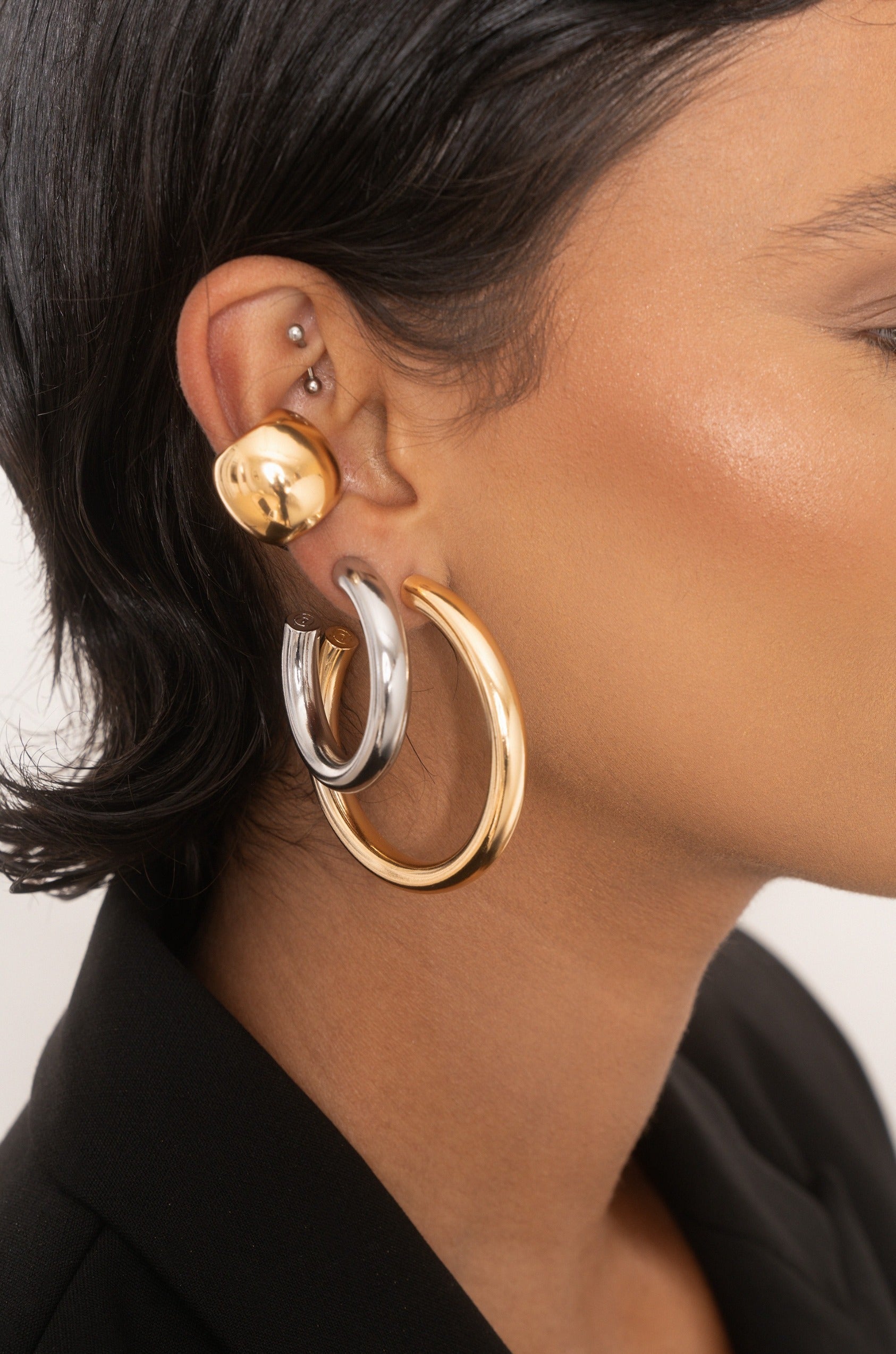 Classic Medium Thick Hoop Earrings for Women - Elegant Everyday Wear & Special Occasions