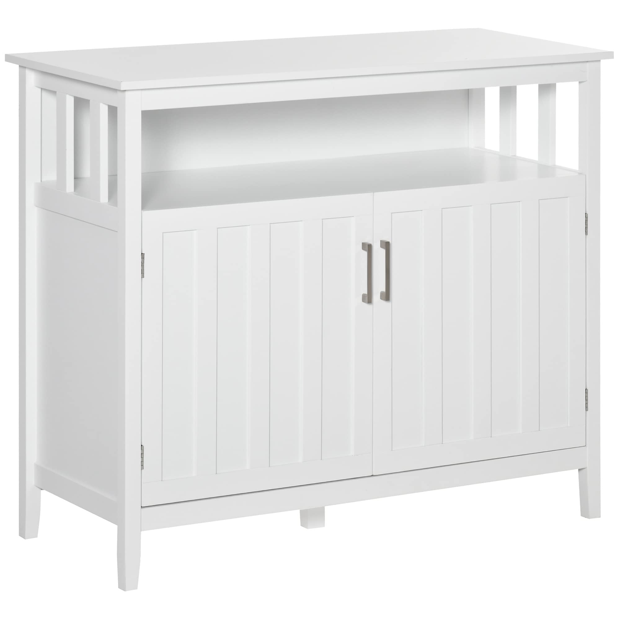 HOMCOM White Sideboard Buffet Cabinet - 2 Door Kitchen Storage Cabinet with Adjustable Shelves for Entryway, Living Room, Dining Room | Perfect for Coffee Bar, Home Organization & Small Space Decor