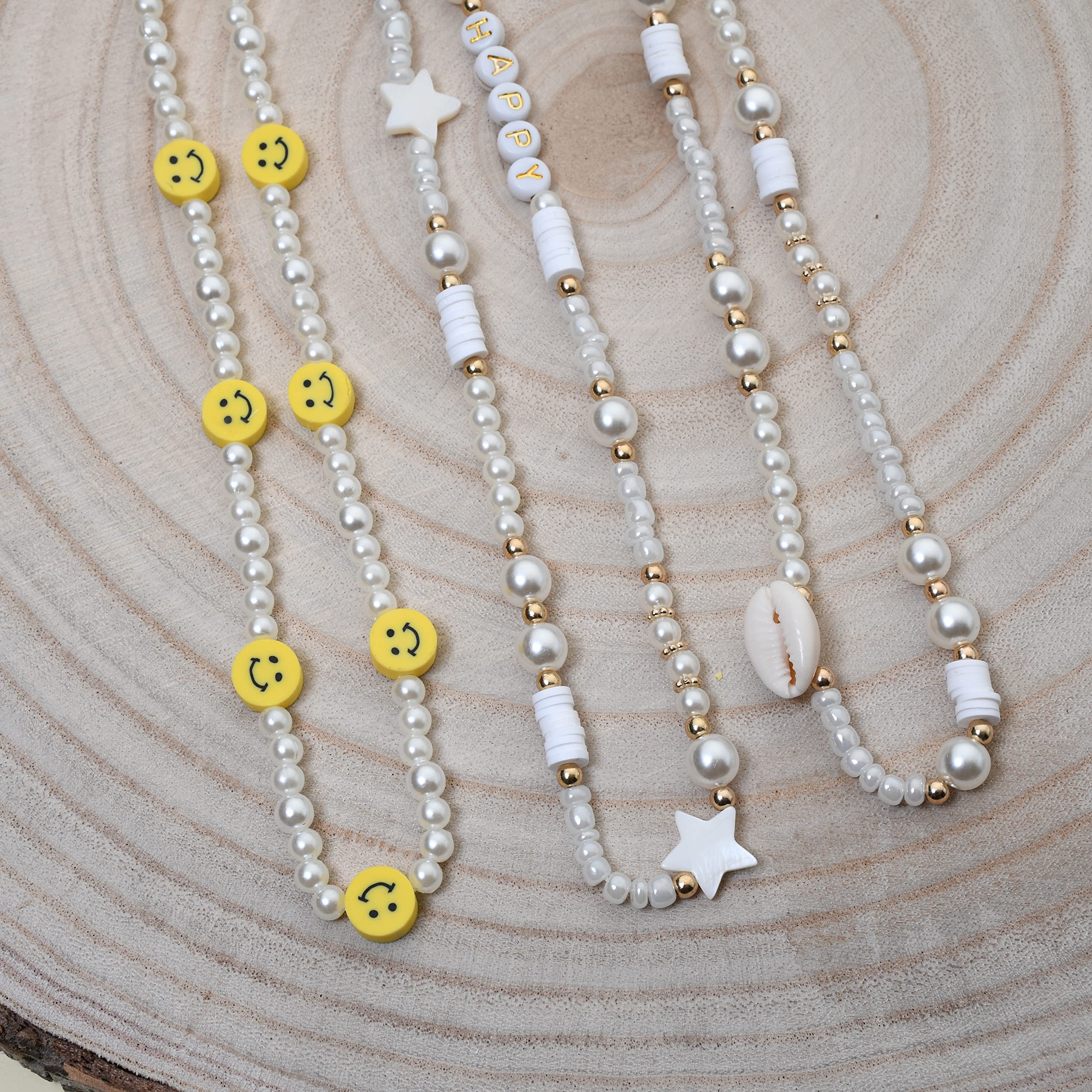3pcs Handmade Beaded Phone Lanyard Wristband - Smiley Beaded Phone Charm with Shell Letter Design - Stylish Phone Chain Strap for Women & Girls - Perfect for Work, School, Travel and Everyday Use