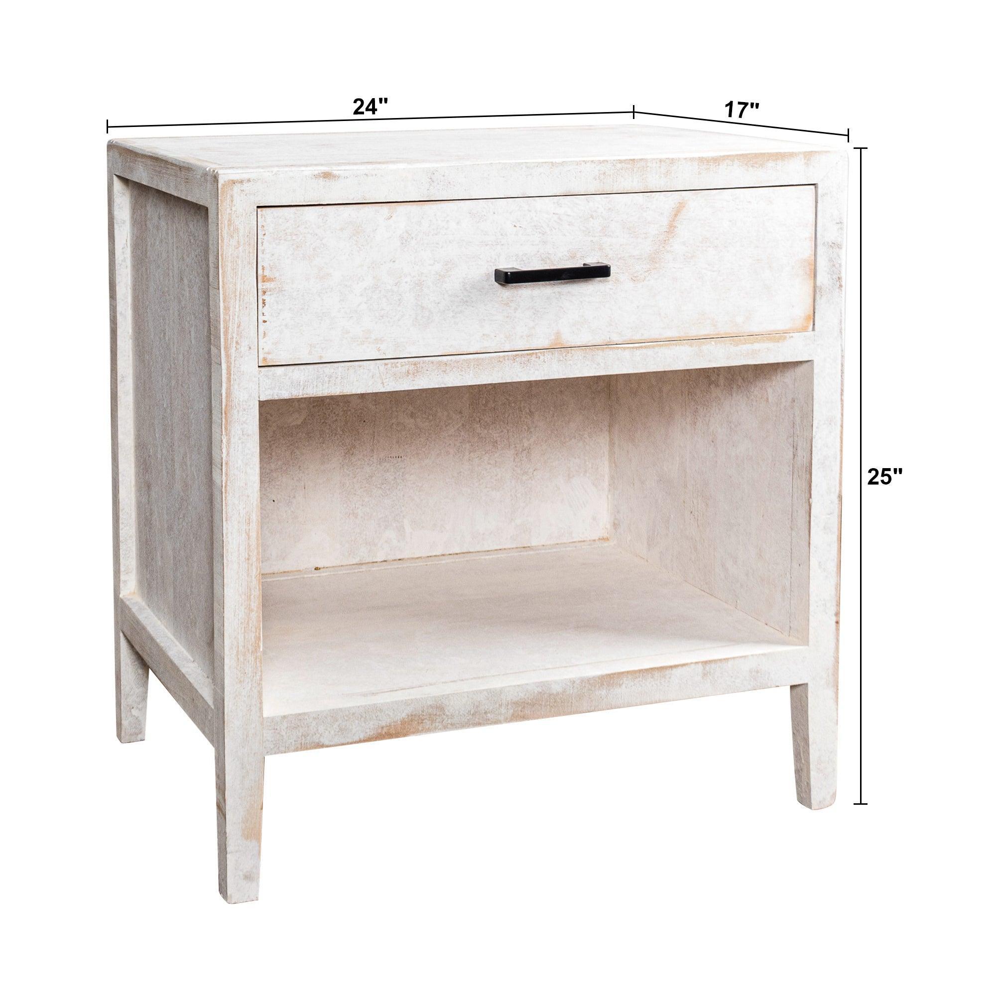 Modern White Solid Wood Nightstand with 1 Drawer - Classic Bedside Table for Bedroom, Living Room & Office - Stylish Storage & Decor