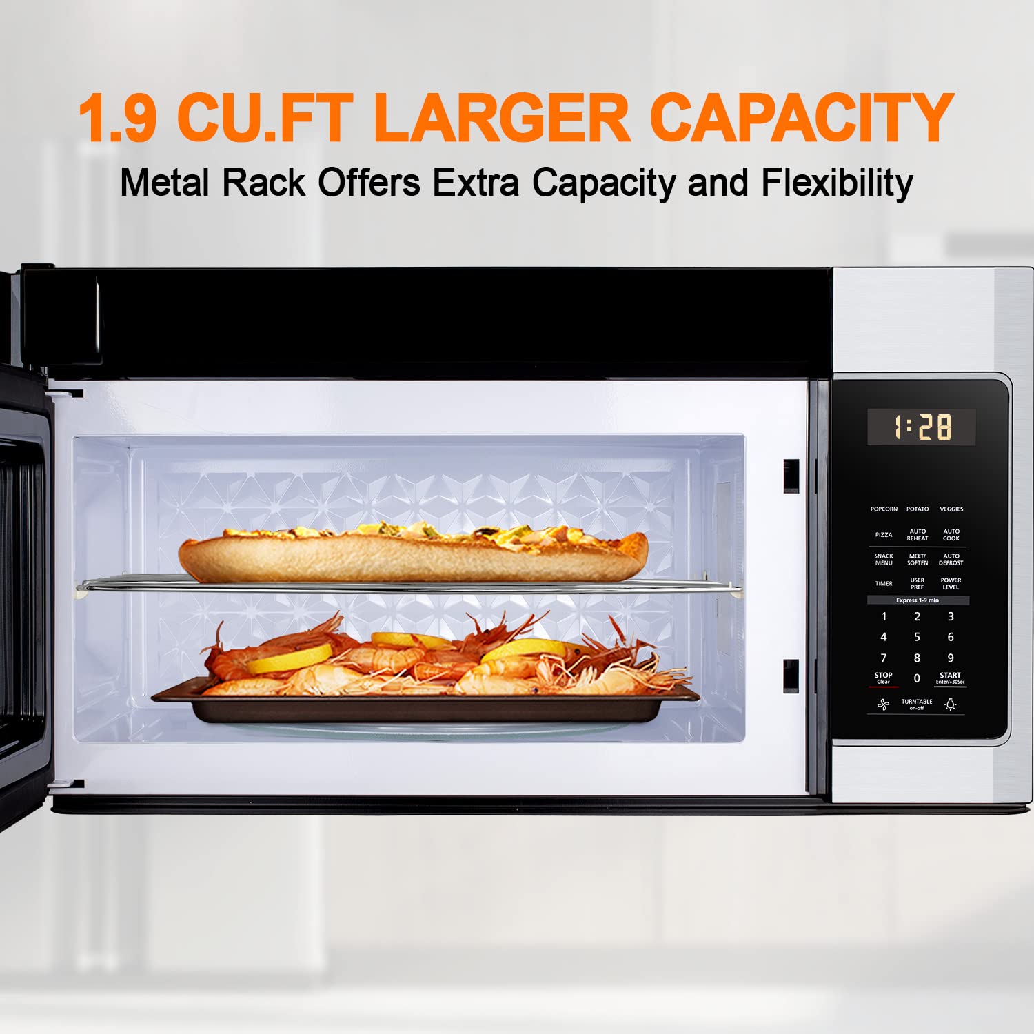 GASLAND 1.9 Cu. Ft. 30 Inch Over the Range Microwave Oven - 1000W, 400 CFM Exhaust Fan, LED Light, 13.5