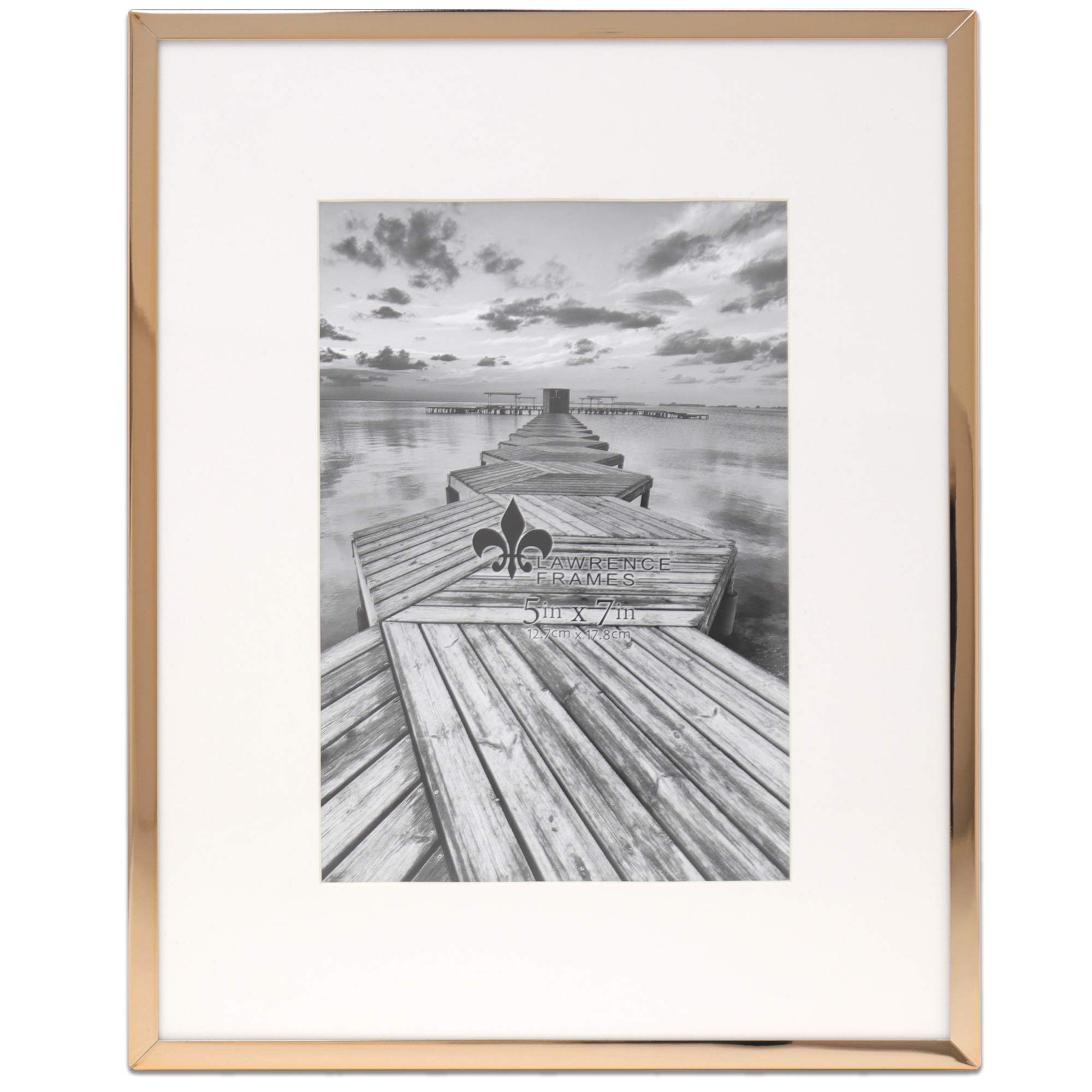 Lawrence Frames Classic Bead Picture Frame 5x7 Inch Gold - Perfect for Home Decor, Wedding Photos & Wall Art Display
