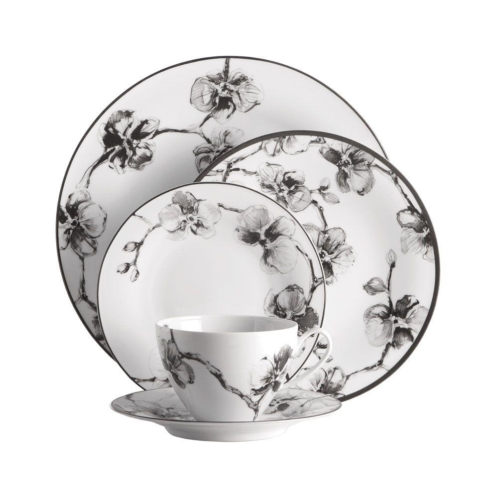 Premium Black Orchid Porcelain Dinnerware Set - Elegant 16-Piece Tableware for Fine Dining, Parties & Special Occasions