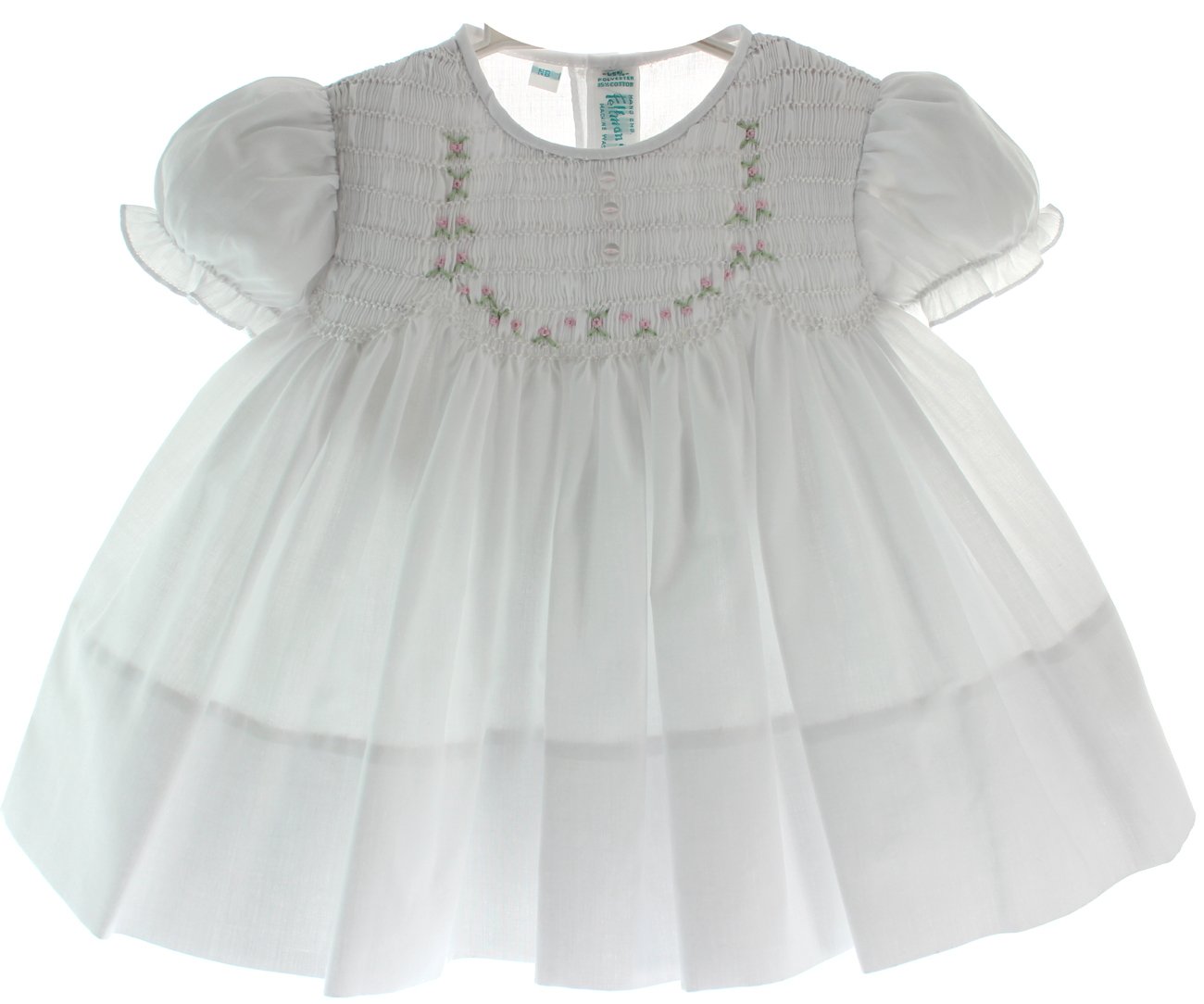 Feltman Brothers Newborn Girls White Smocked Take Home Dress - Perfect for Christening, Baptism & Special Occasions