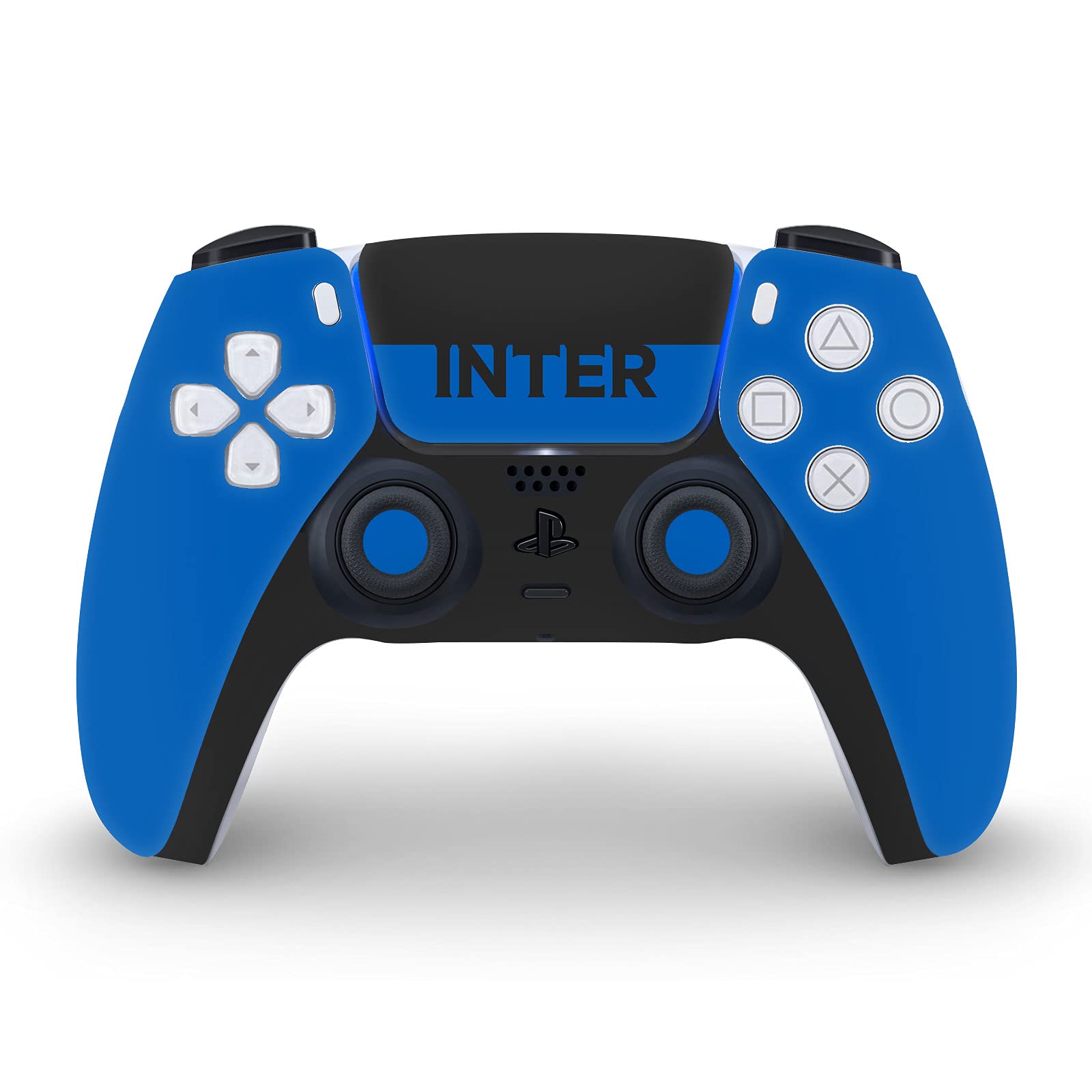 Official Inter Milan Blue & Black Full Logo Vinyl Skin Sticker for Sony PlayStation 5 PS5 Digital Console & DualSense Controller - Gaming Accessory for Enhanced Grip & Protection - Perfect for Soccer Fans & Gamers