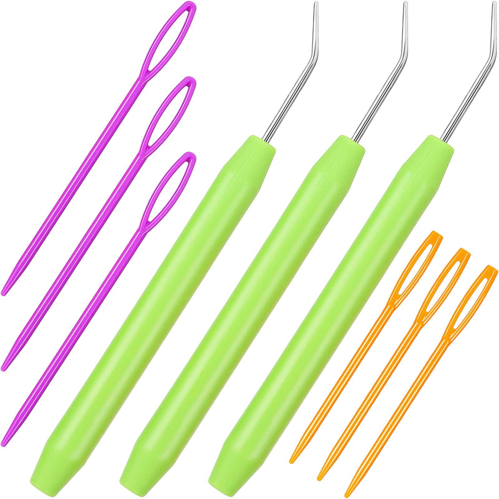 Willbond Crochet Needle Set - 9pcs Rubber Handle Knitting Hooks for Crafting & Sewing